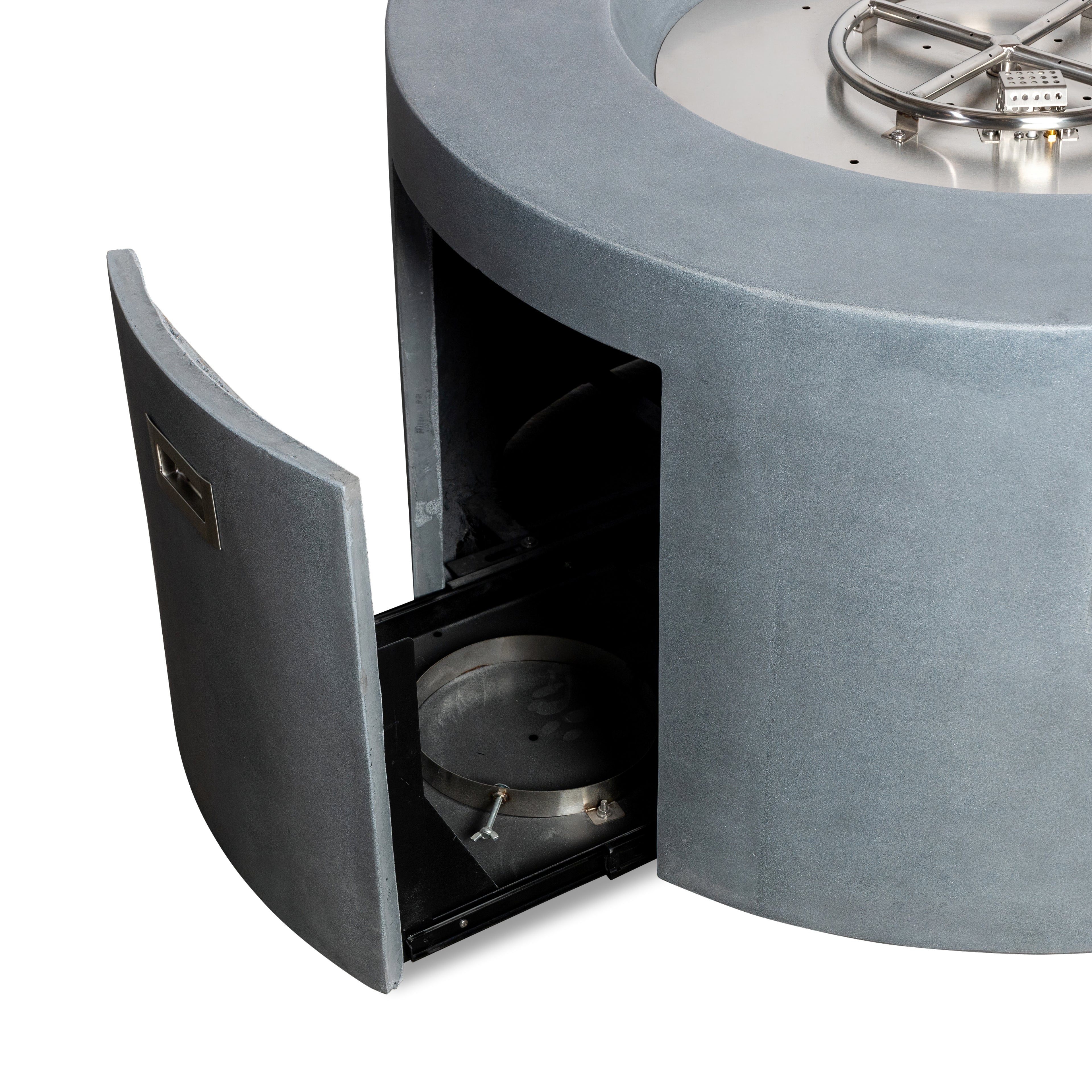 Beton 42" Round Concrete Propane Gas Fire Pit with Access Door#Finish_Natural Gray (GY)