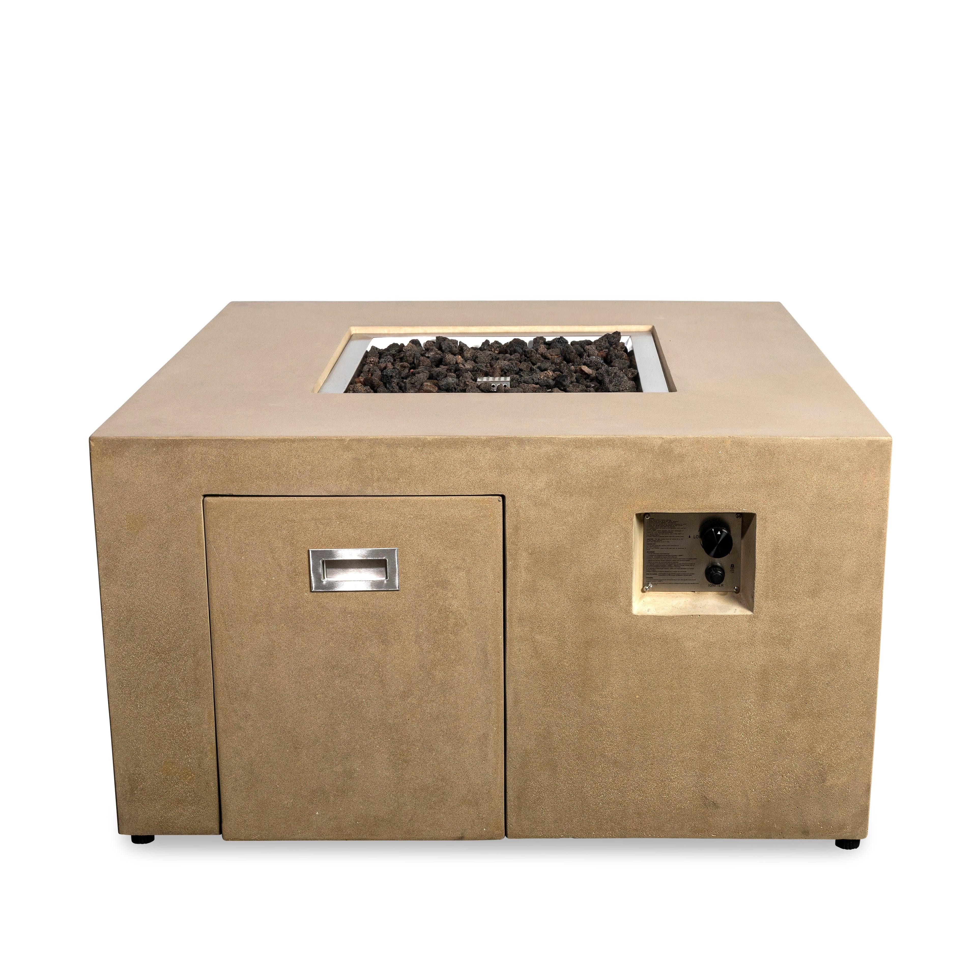 Beton 42" Square Hidden Propane Tank Gas Fire Pit#Finish_Sand (SD)