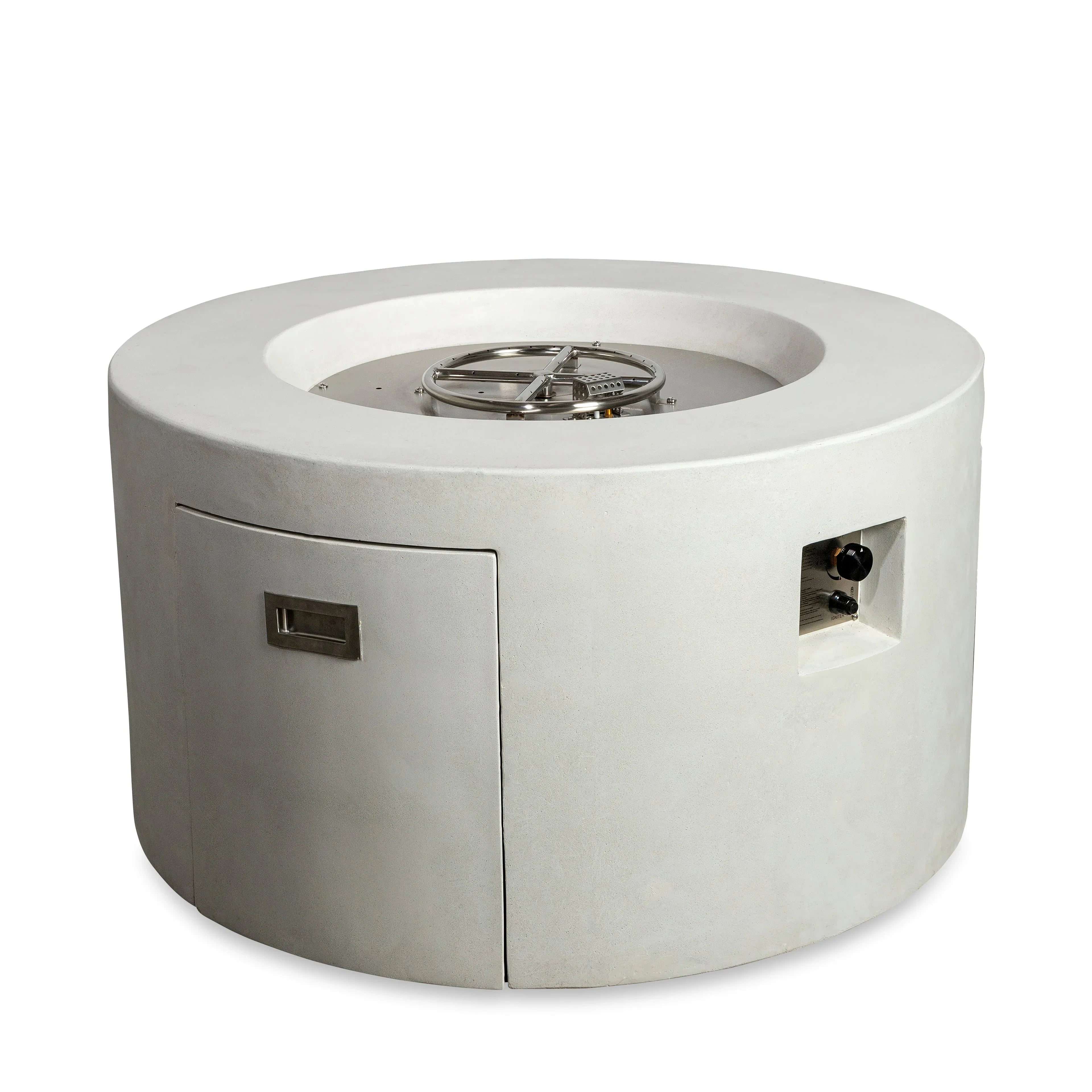 Beton 42" Round Concrete Propane Gas Fire Pit with Access Door#Finish_White (WT)