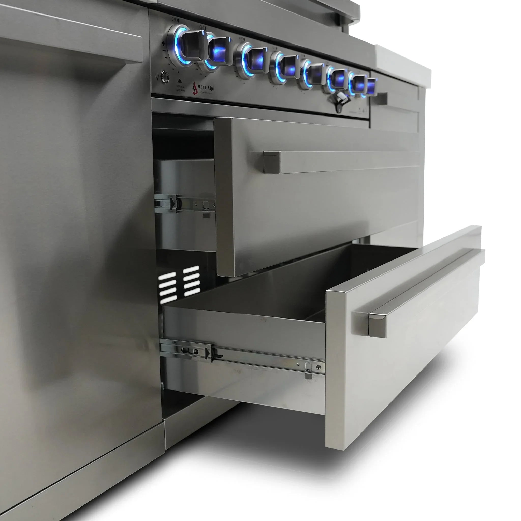 400 Deluxe 10 ft. Stainless Steel 4-Burner Outdoor Kitchen Island with Beverage Center