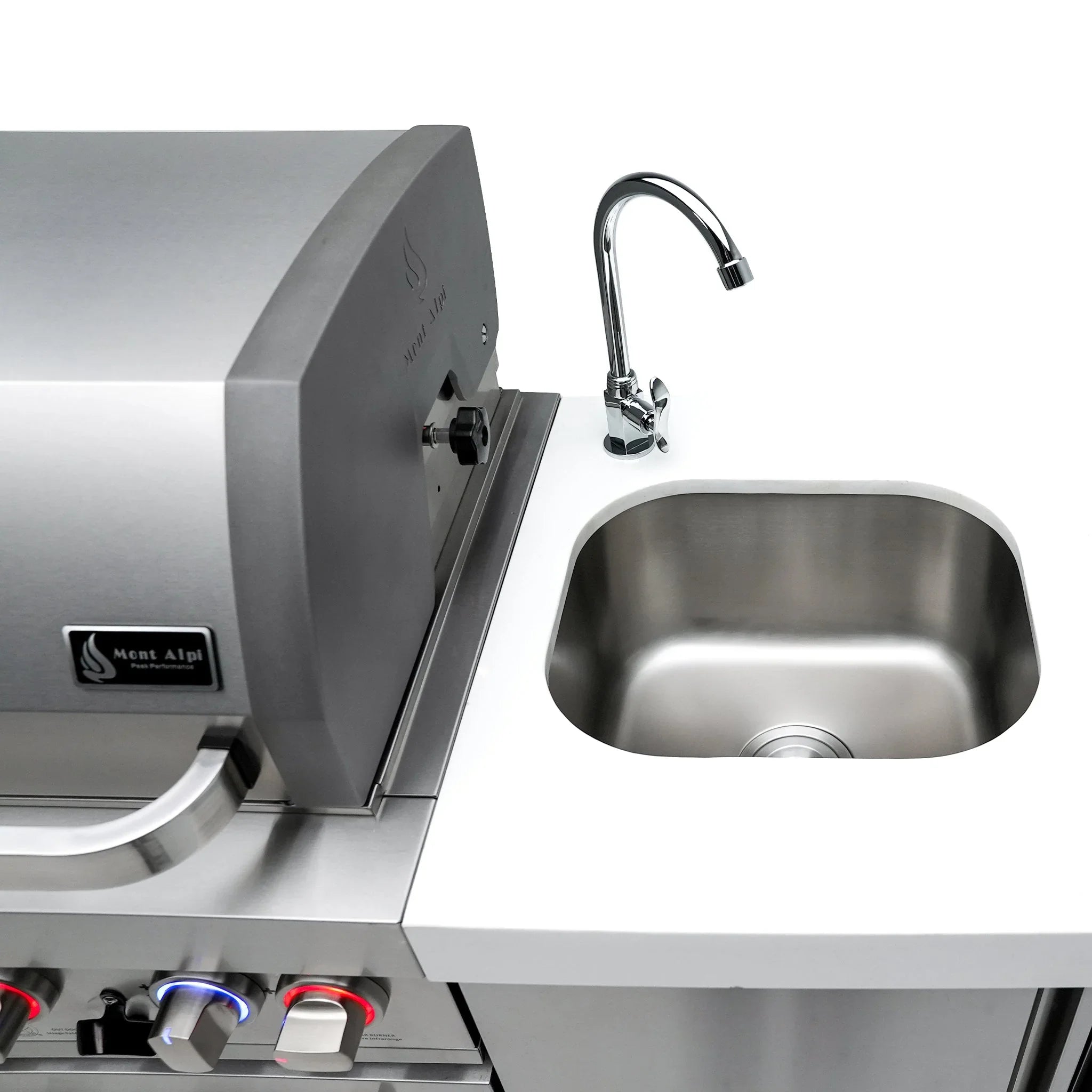 400 Deluxe 10 ft. Stainless Steel 4-Burner Outdoor Kitchen Island with Beverage Center