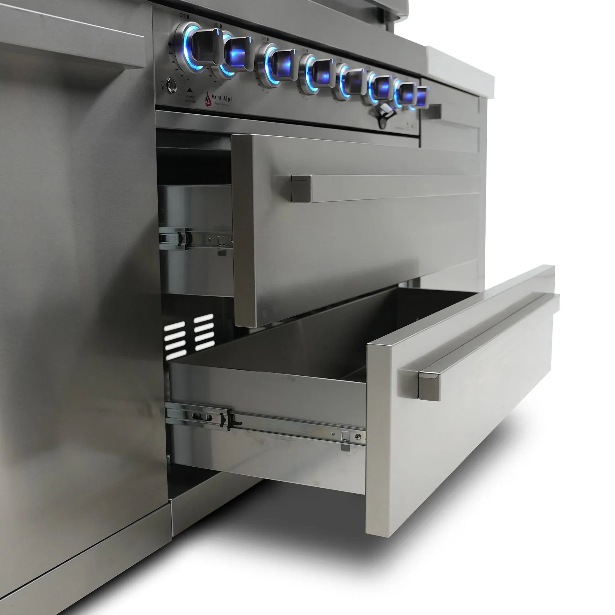 805 Original Stainless Steel 6-Burner Outdoor Kitchen Island with 90 Degree Corner and Beverage Center