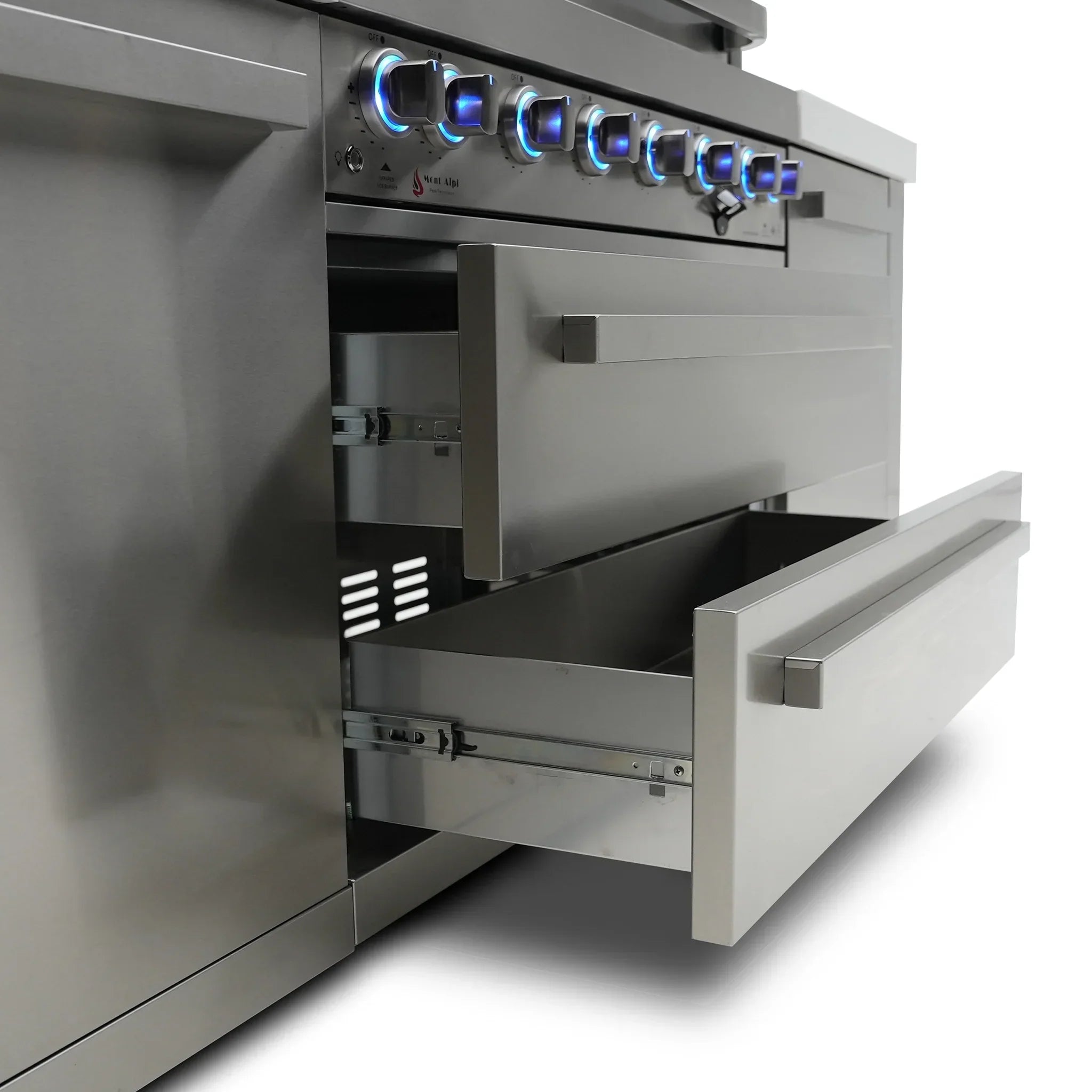 805 Original 8 ft. Stainless Steel 6-Burner Outdoor Kitchen Island with 90-Degree Corner