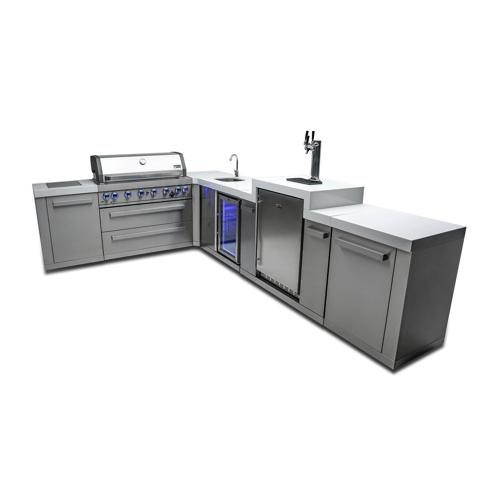 805 Original 8 ft. Stainless Steel 6-Burner Outdoor Kitchen Island with 90-Degree Corner