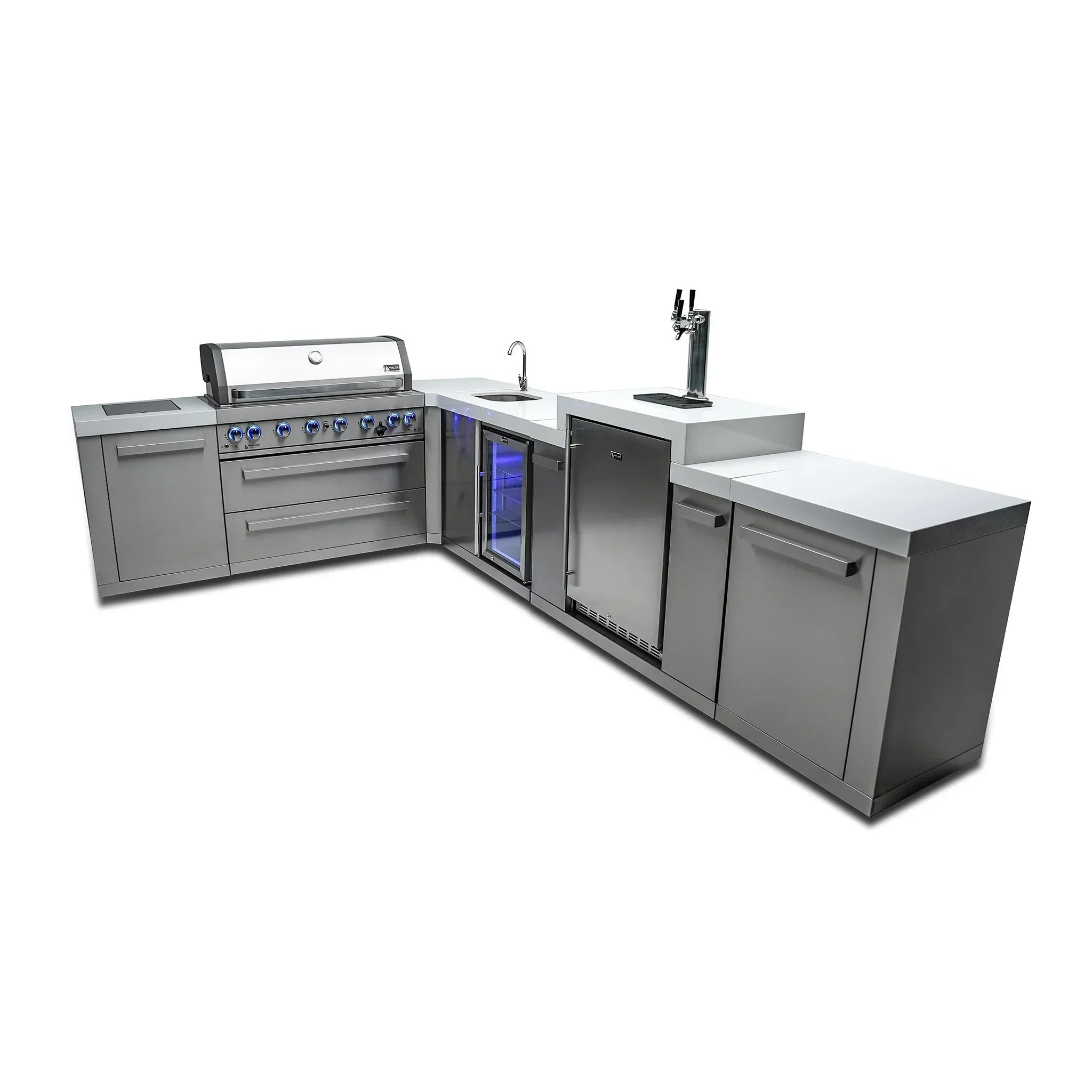 805 Original 8 ft. Stainless Steel 6-Burner Outdoor Kitchen Island with 90-Degree Corner