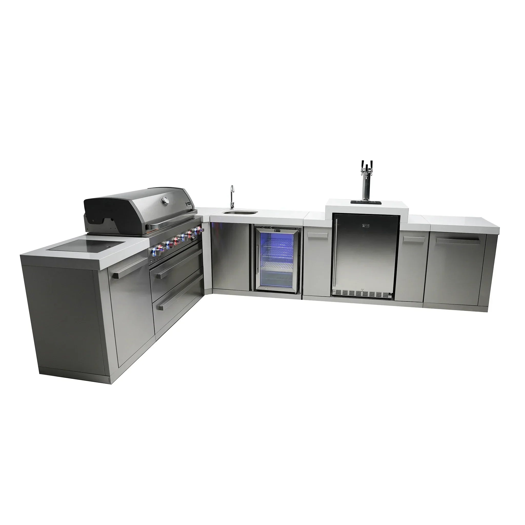 805 Original 8 ft. Stainless Steel 6-Burner Outdoor Kitchen Island with 90-Degree Corner