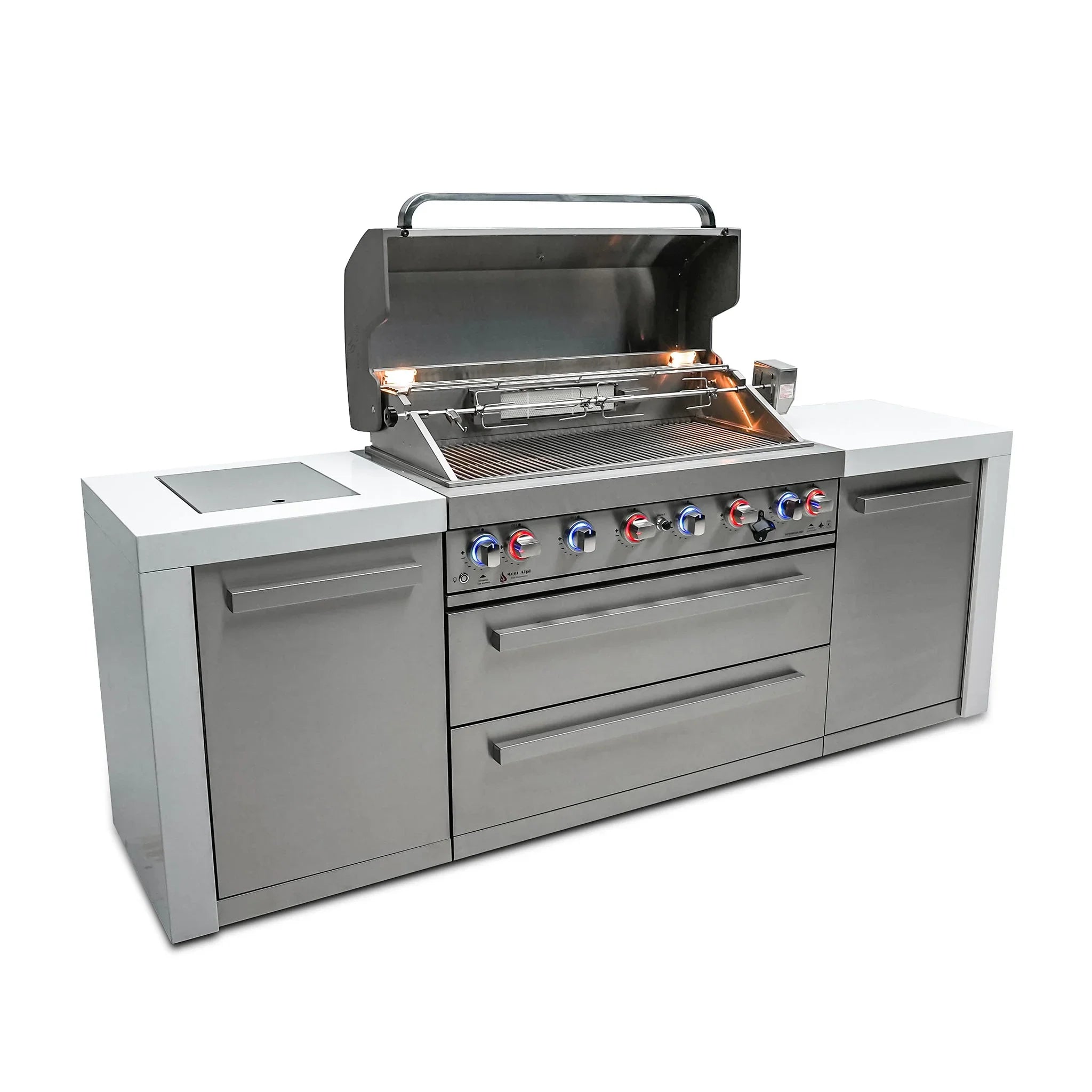 805 Deluxe 8 ft. Stainless Steel 6-Burner Outdoor Kitchen Island