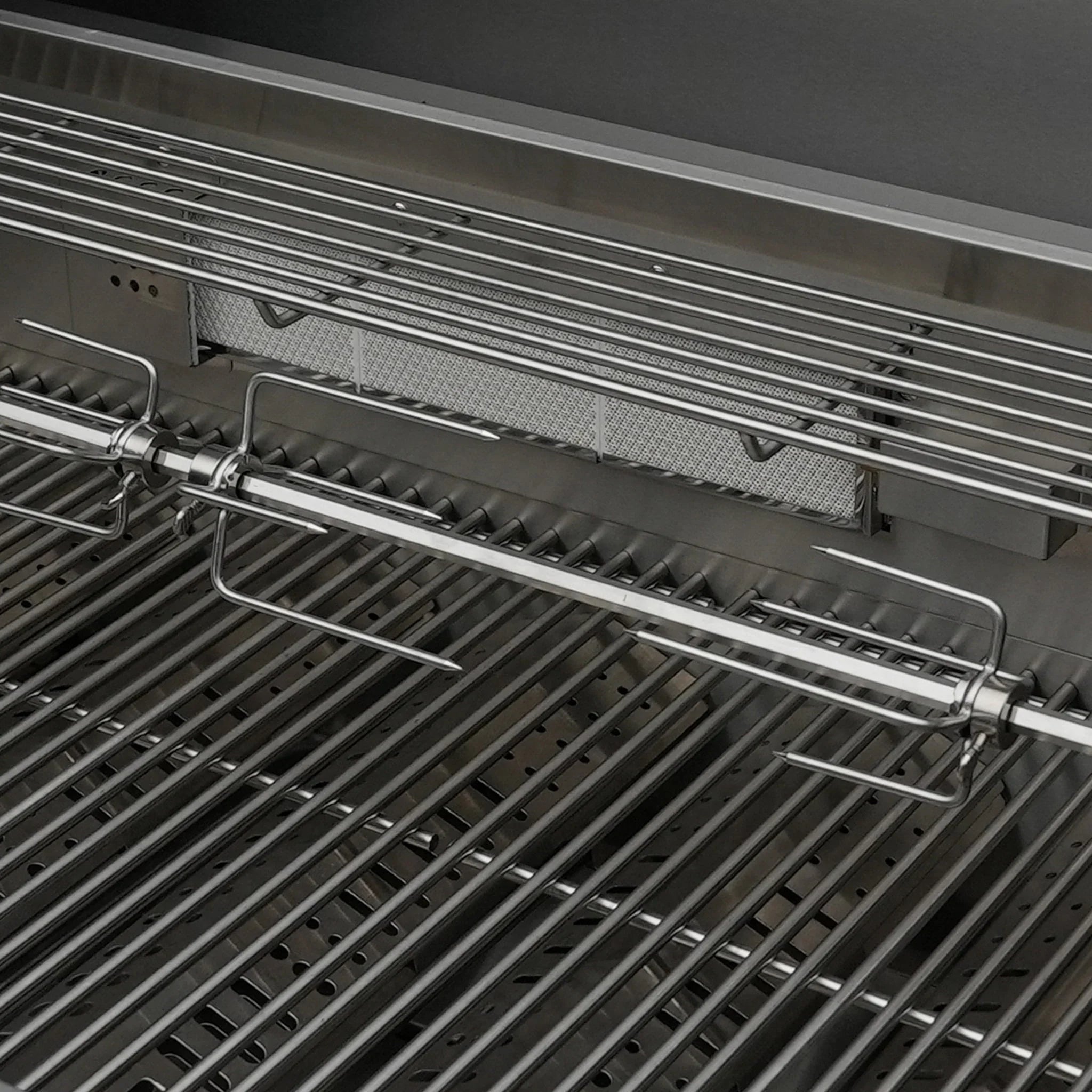 805 Deluxe 9.5 ft. Stainless Steel 6-Burner Outdoor Kitchen Island with 45 Degree Corners and Fridge Cabinet