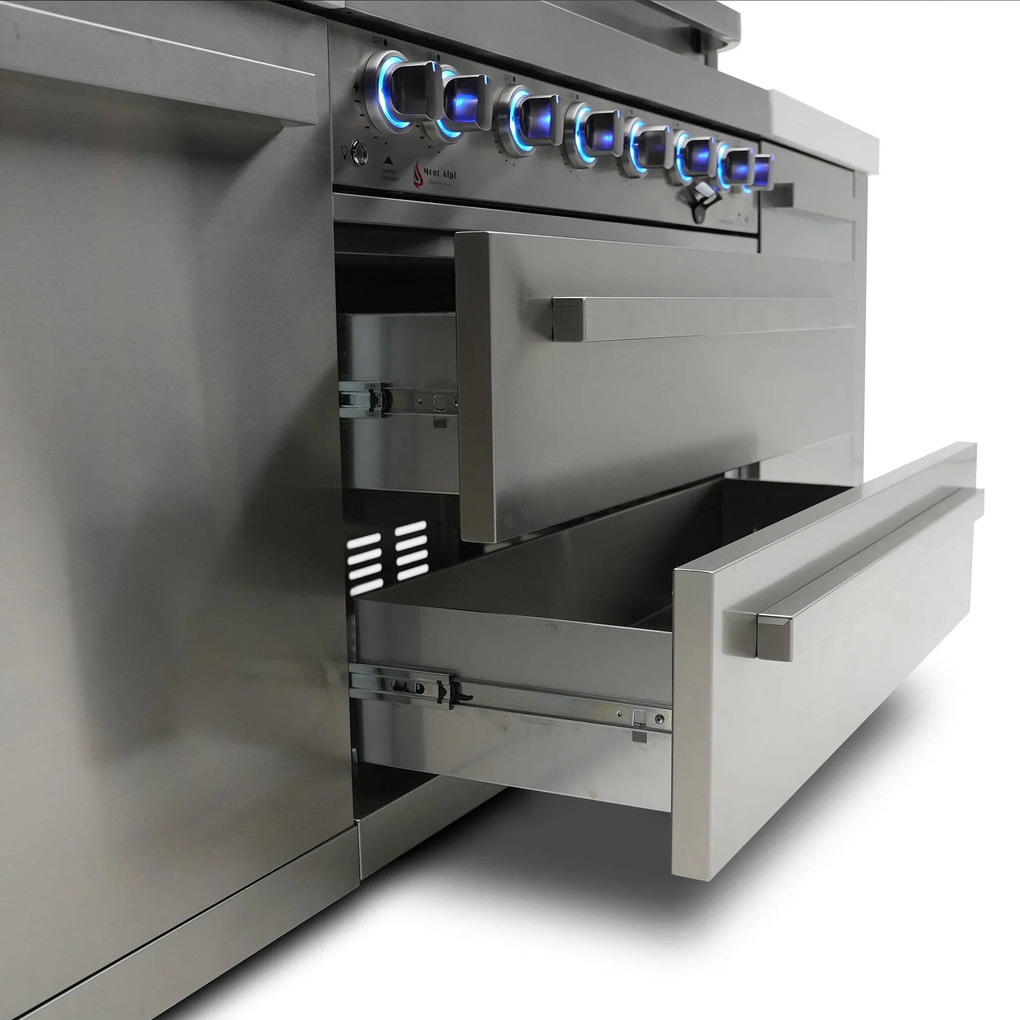 805 Deluxe Stainless Steel 6-Burner Outdoor Kitchen Island with 90-Degree Corner