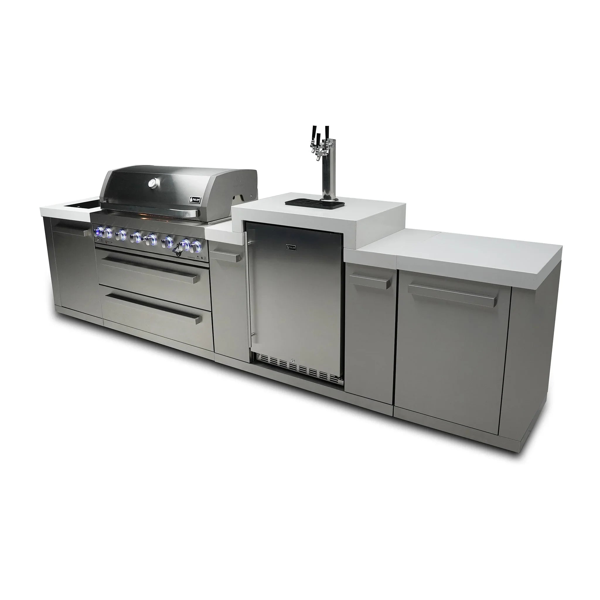 805 12 ft. Stainless Steel 6-Burner Outdoor Kitchen Island with Kegerator