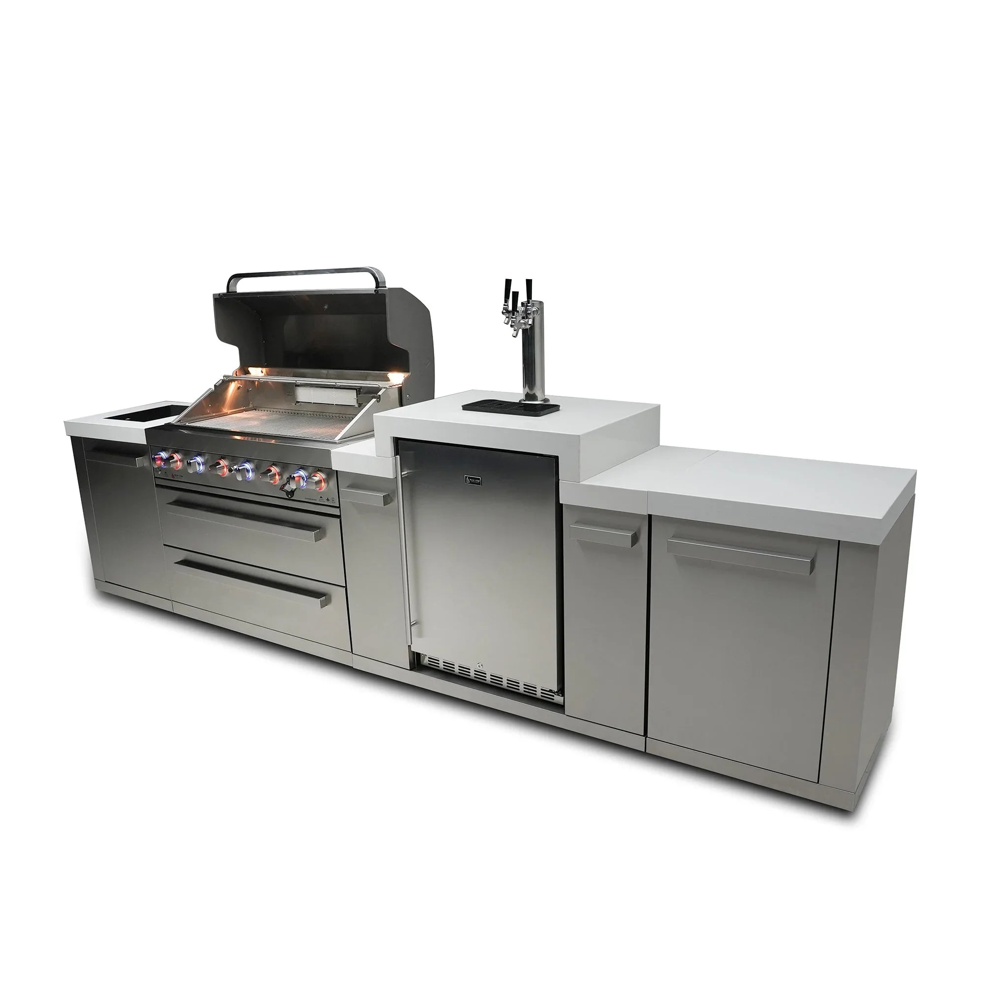 805 12 ft. Stainless Steel 6-Burner Outdoor Kitchen Island with Kegerator