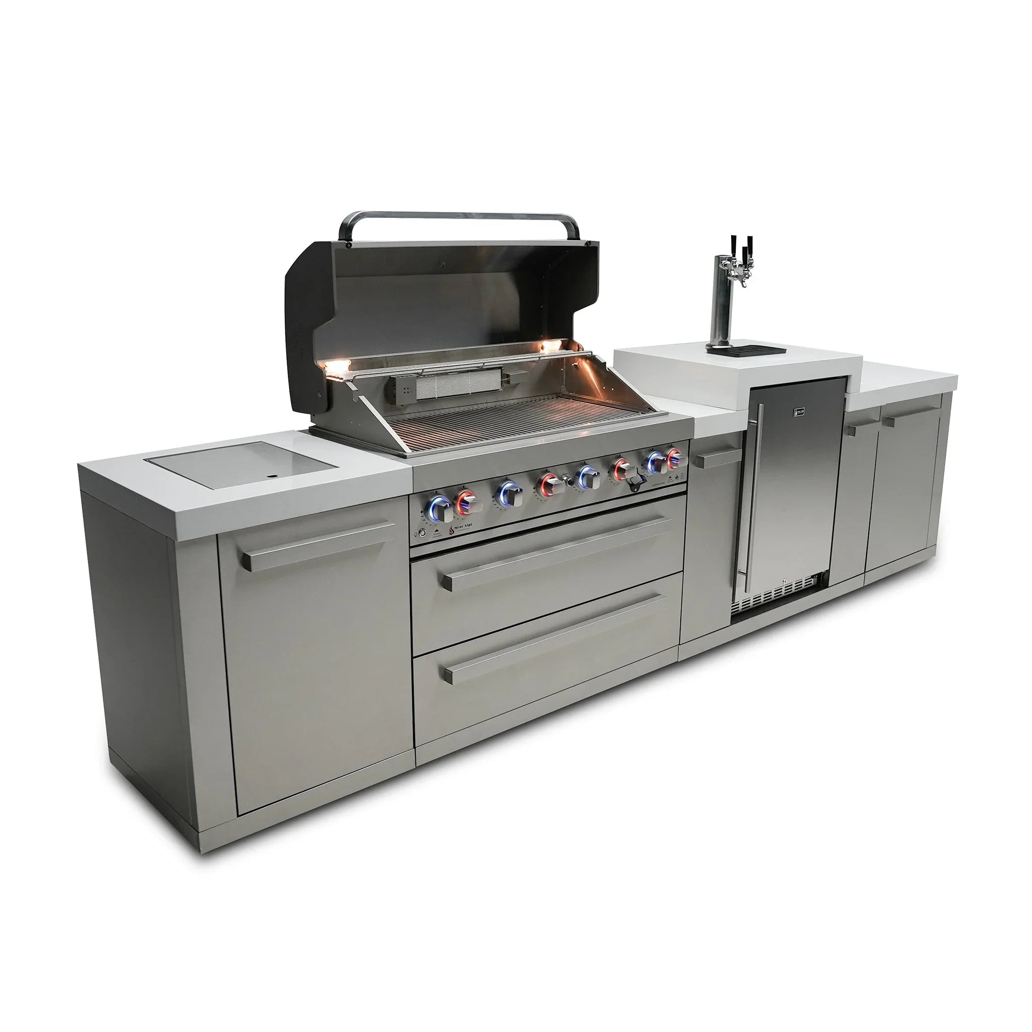 805 12 ft. Stainless Steel 6-Burner Outdoor Kitchen Island with Kegerator