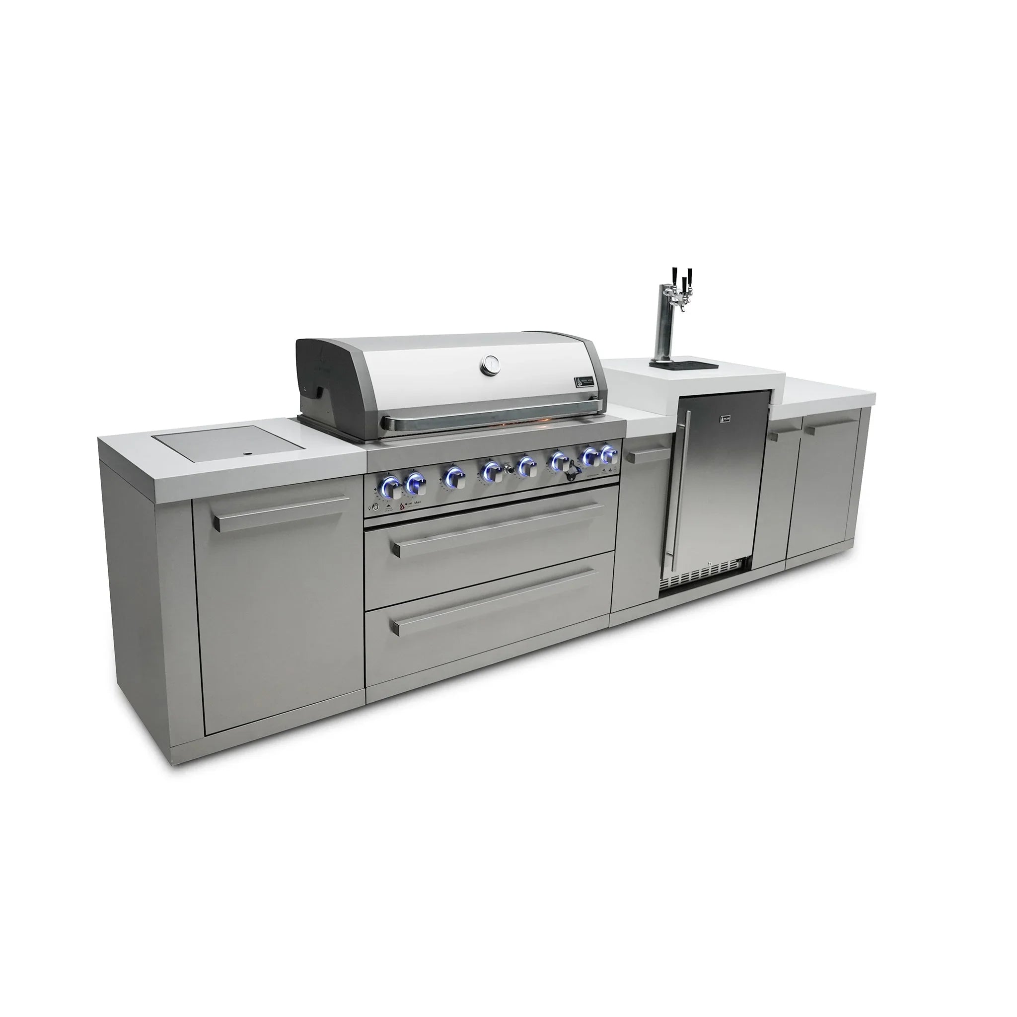 805 12 ft. Stainless Steel 6-Burner Outdoor Kitchen Island with Kegerator