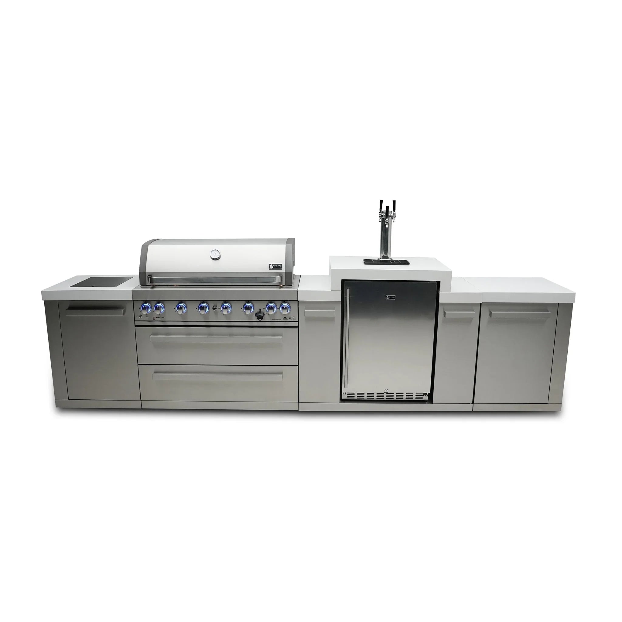 805 12 ft. Stainless Steel 6-Burner Outdoor Kitchen Island with Kegerator