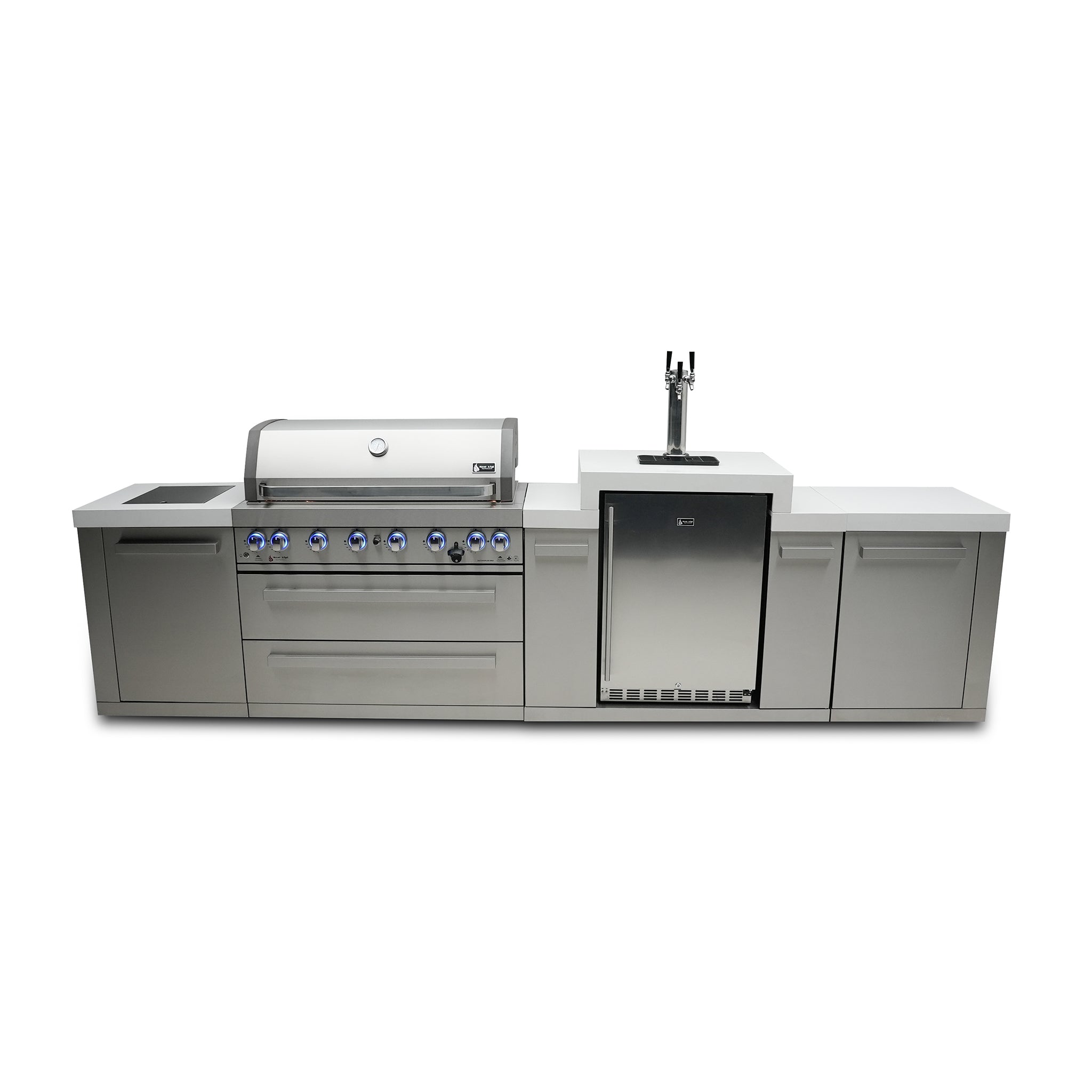 805 12 ft. Stainless Steel 6-Burner Outdoor Kitchen Island with Kegerator