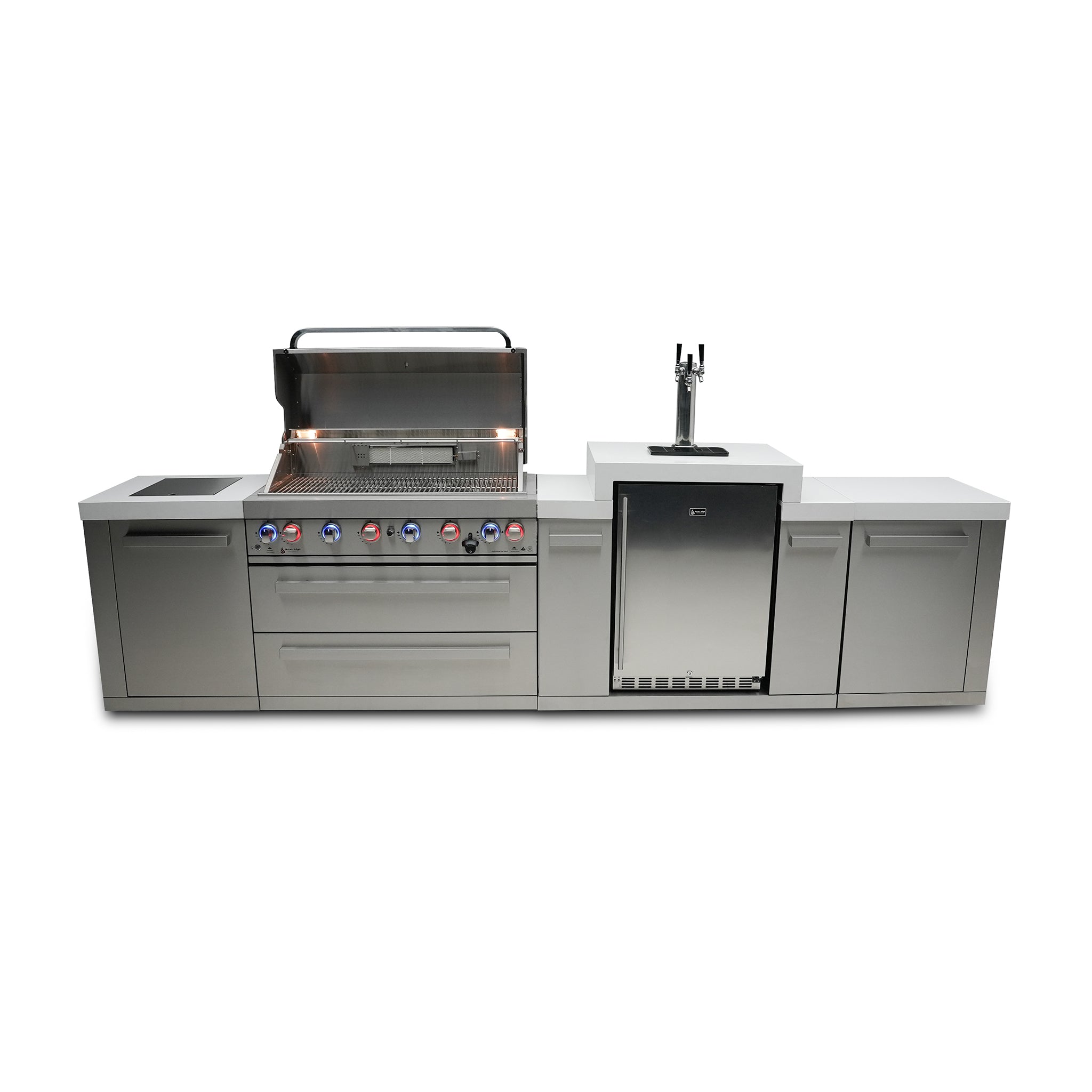 805 12 ft. Stainless Steel 6-Burner Outdoor Kitchen Island with Kegerator