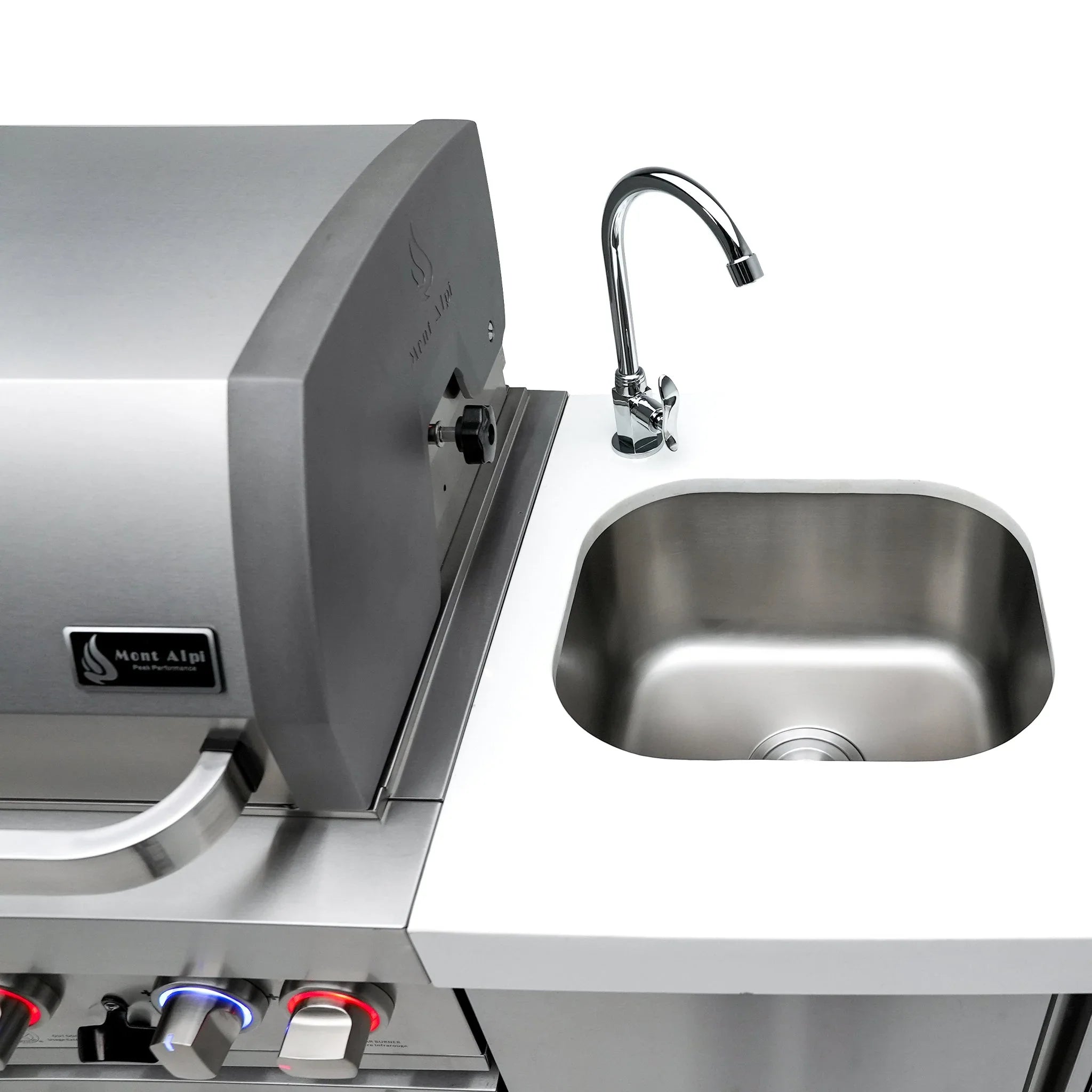 805 Original 15 ft. Stainless Steel 6-Burner Outdoor Kitchen Island with Beverage Center and Kegerator