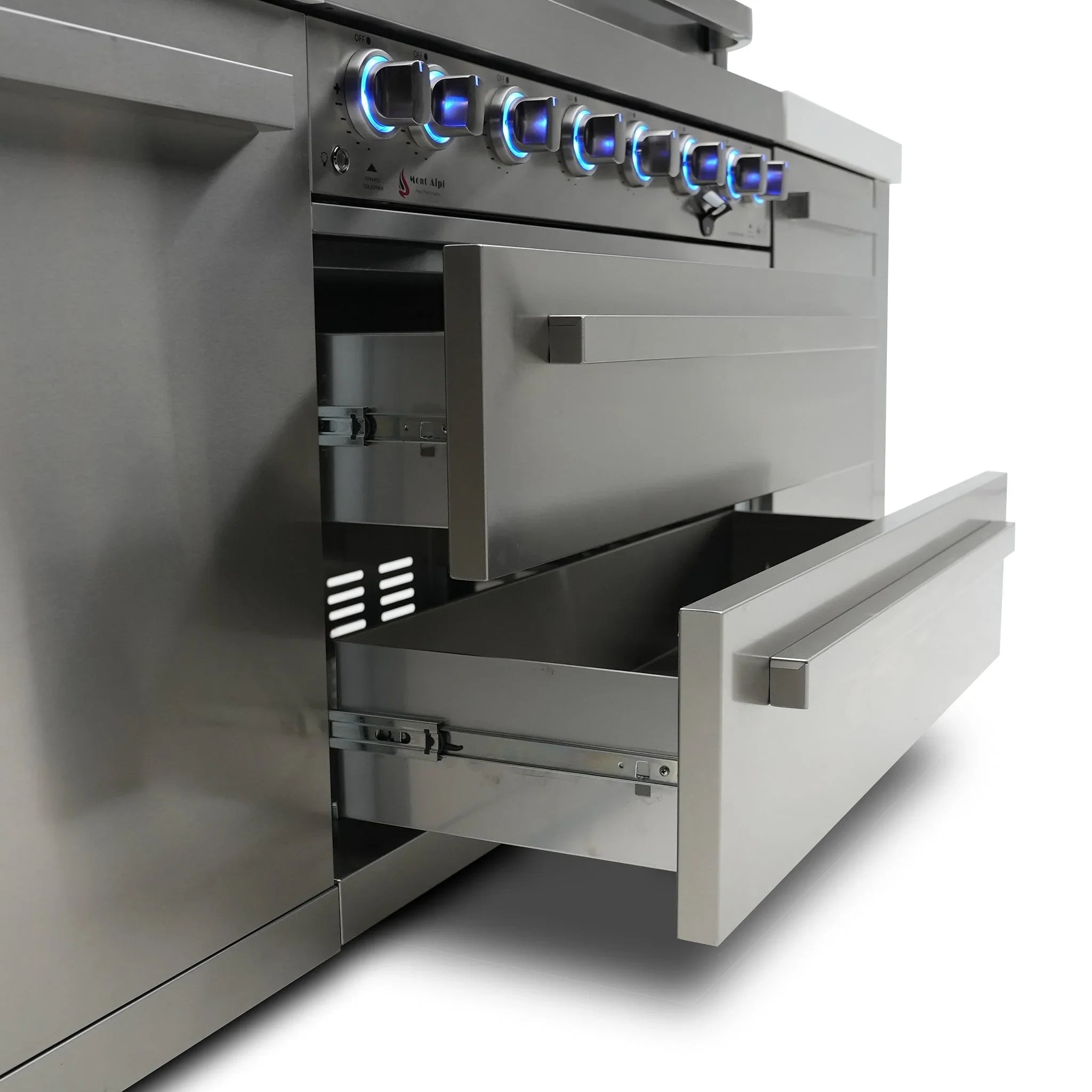 805 Original 15 ft. Stainless Steel 6-Burner Outdoor Kitchen Island with Beverage Center and Kegerator