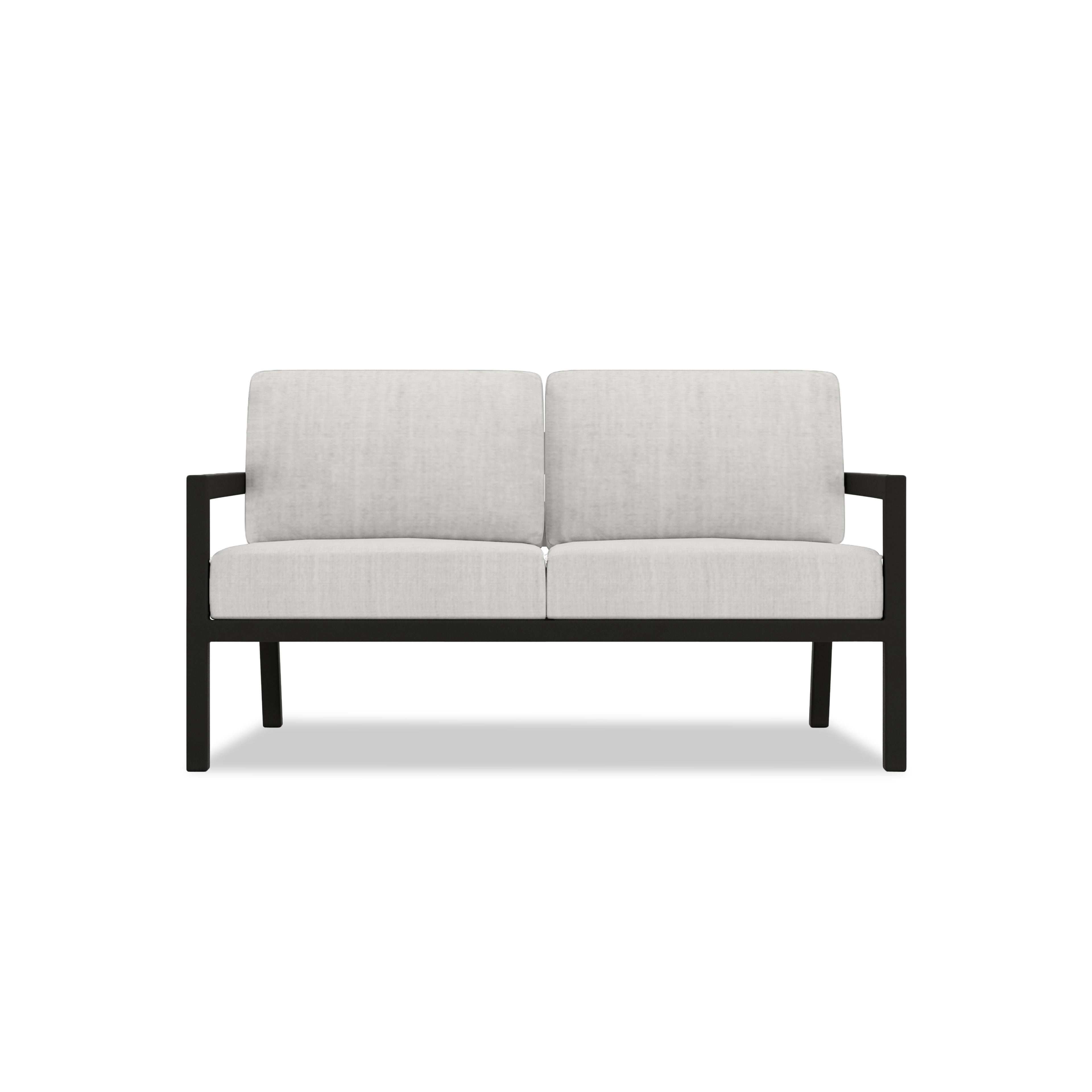 Pacifica Classic 4 Piece Aluminum Loveseat Set#Finish_Black#Fabric_Cast Silver