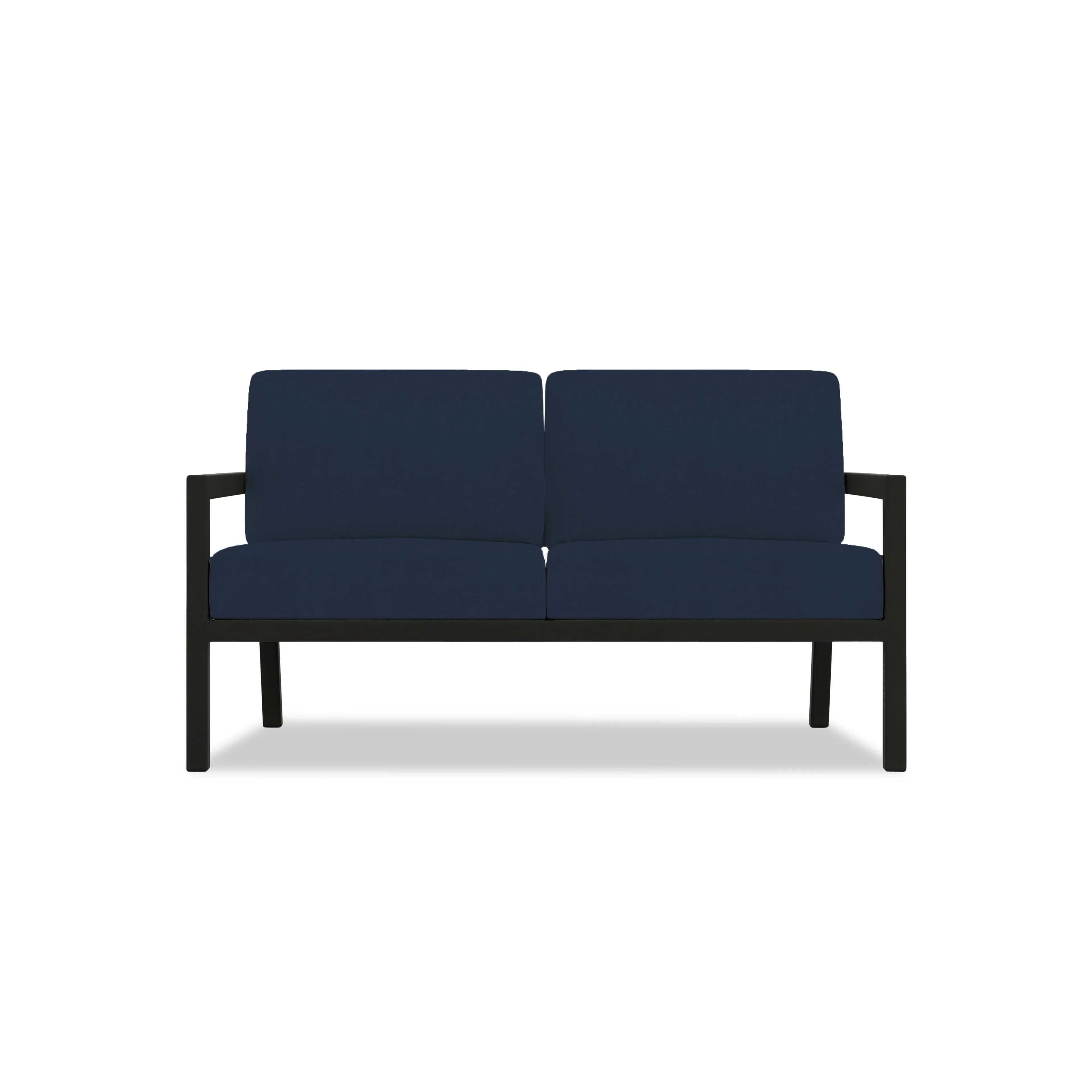 Pacifica Classic 4 Piece Aluminum Loveseat Set#Finish_Black#Fabric_Spectrum Indigo