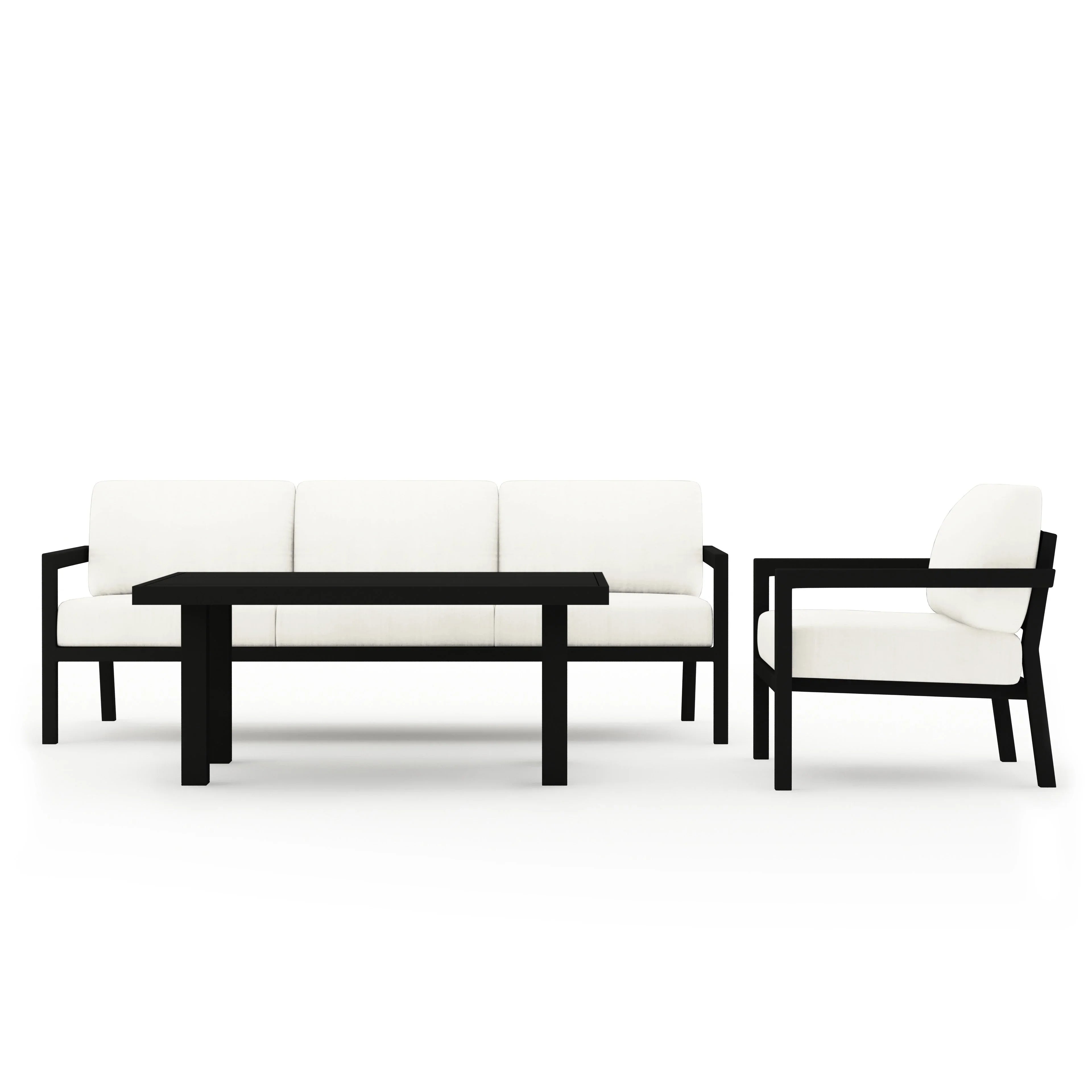 Pacifica Classic 3 Piece Sofa Set#Finish_Black#Fabric_Canvas Natural
