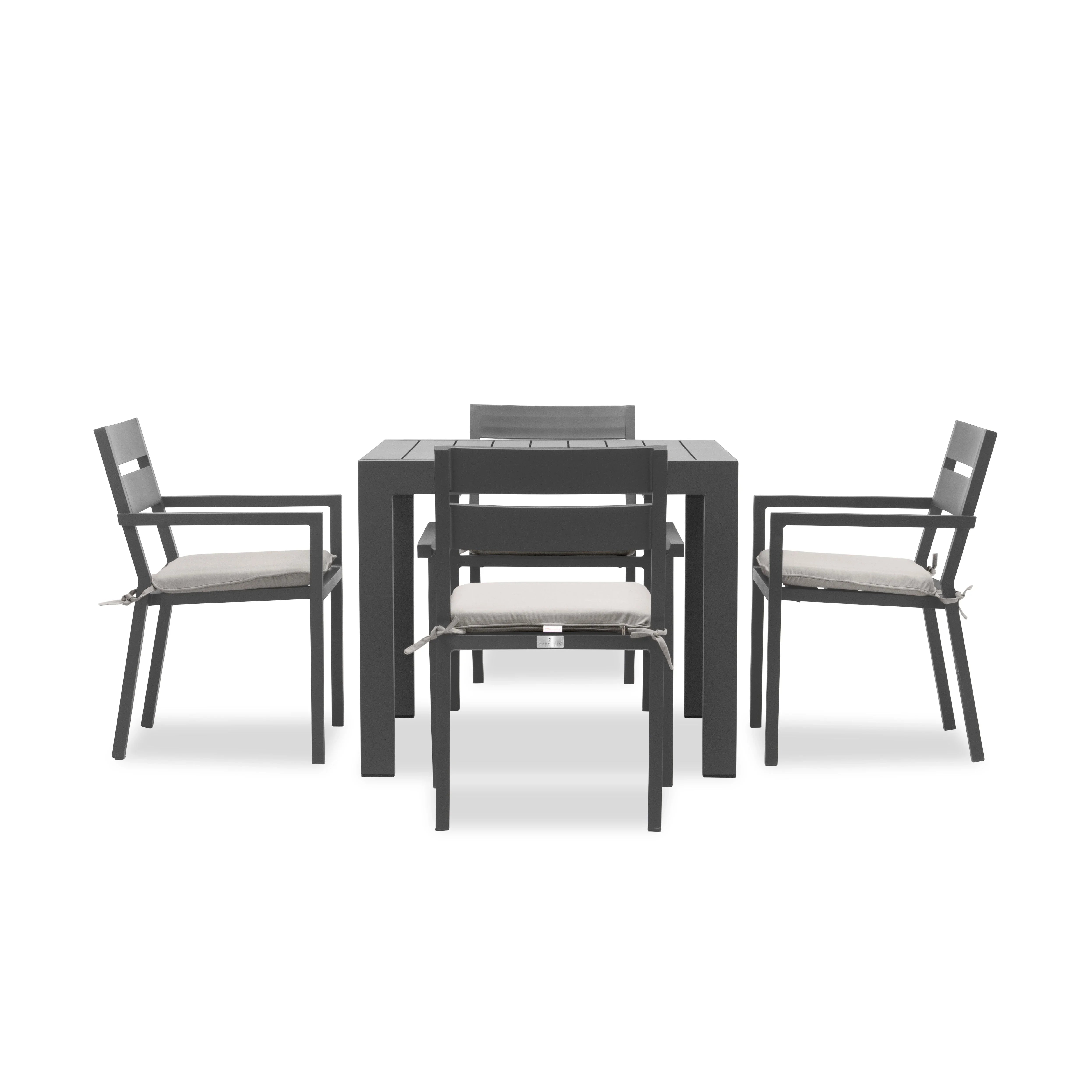 Pacifica Classic 4 Seat Square Dining Set#Finish_Slate#Fabric_Cast Silver