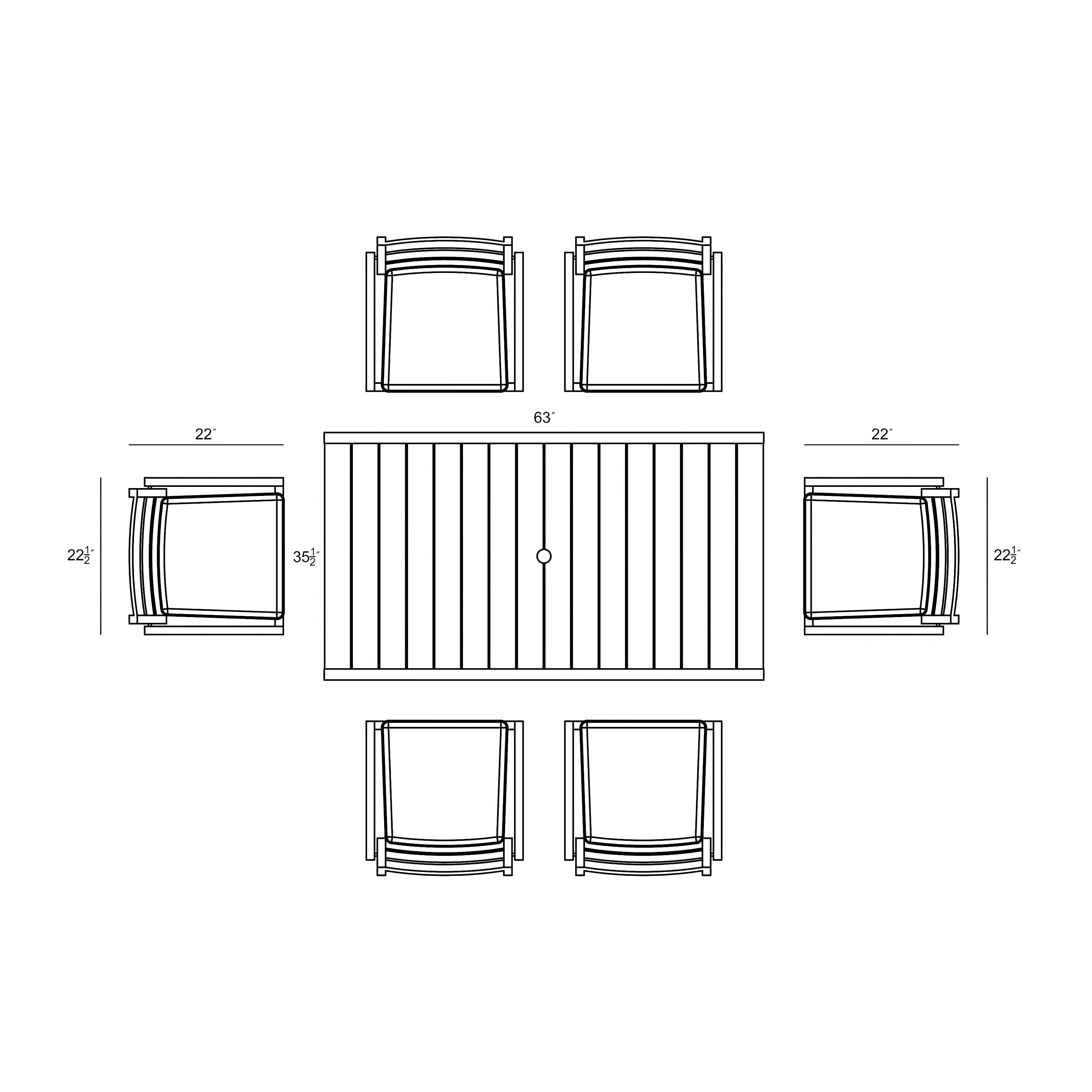Pacifica Classic 6 Seat Rectangular Dining Set
