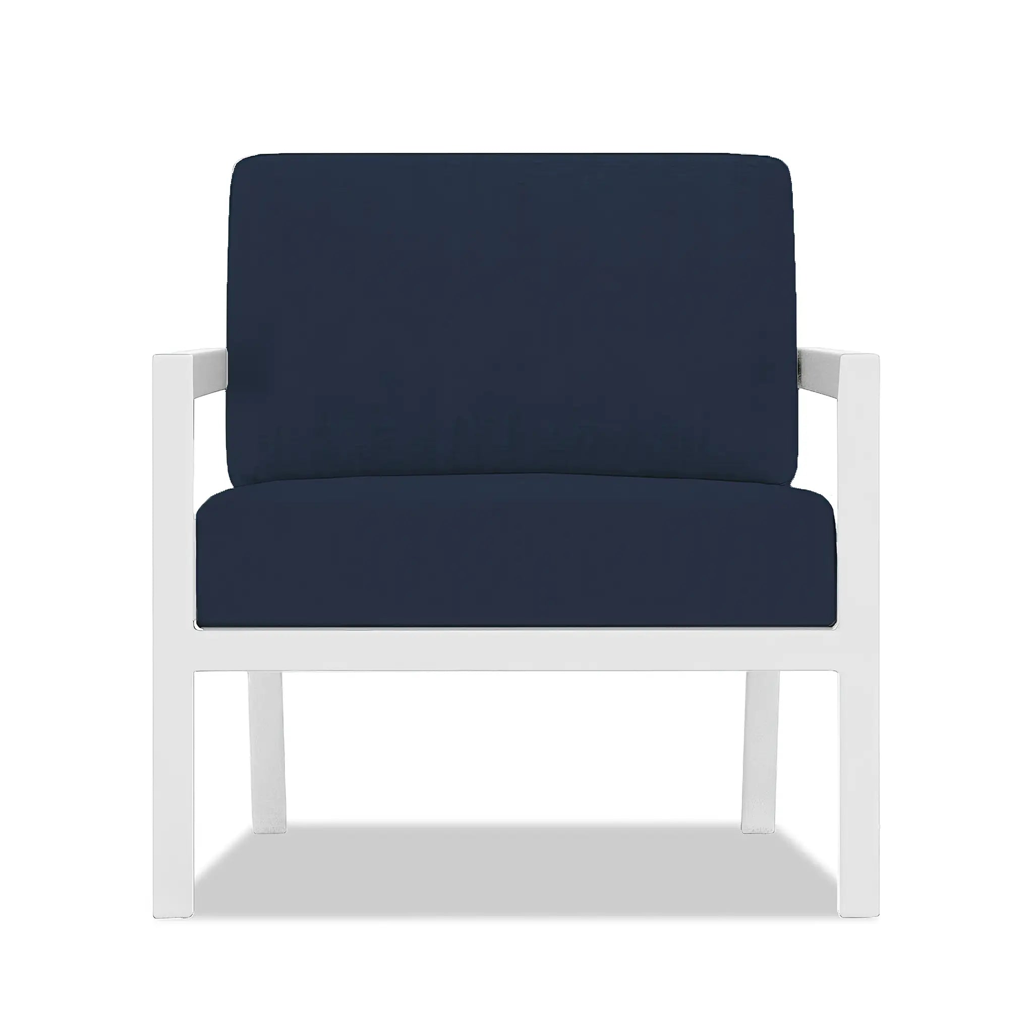 Pacifica Classic 4 Piece Aluminum Loveseat Set#Finish_White#Fabric_Spectrum Indigo