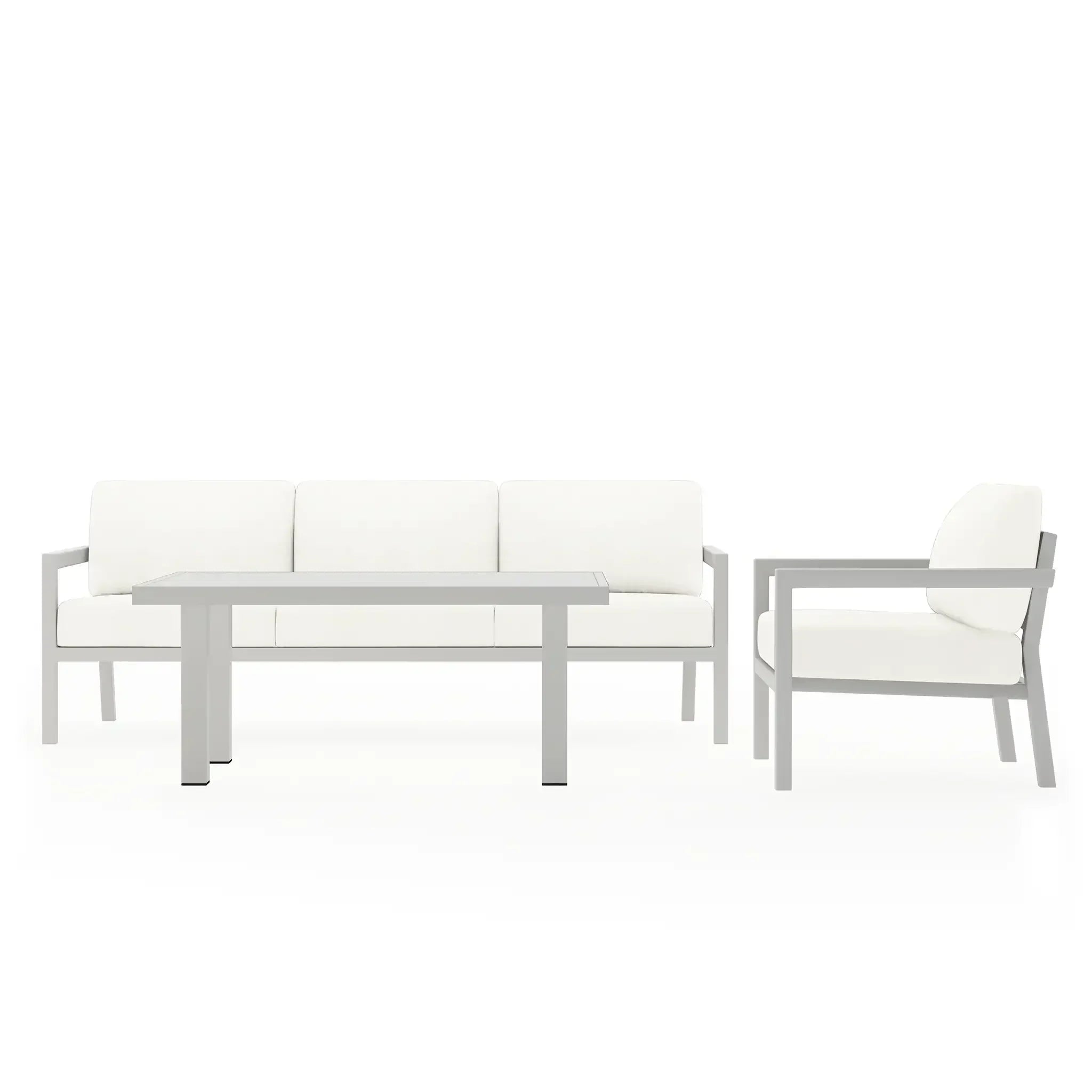 Pacifica Classic 3 Piece Sofa Set#Finish_White#Fabric_Canvas Natural