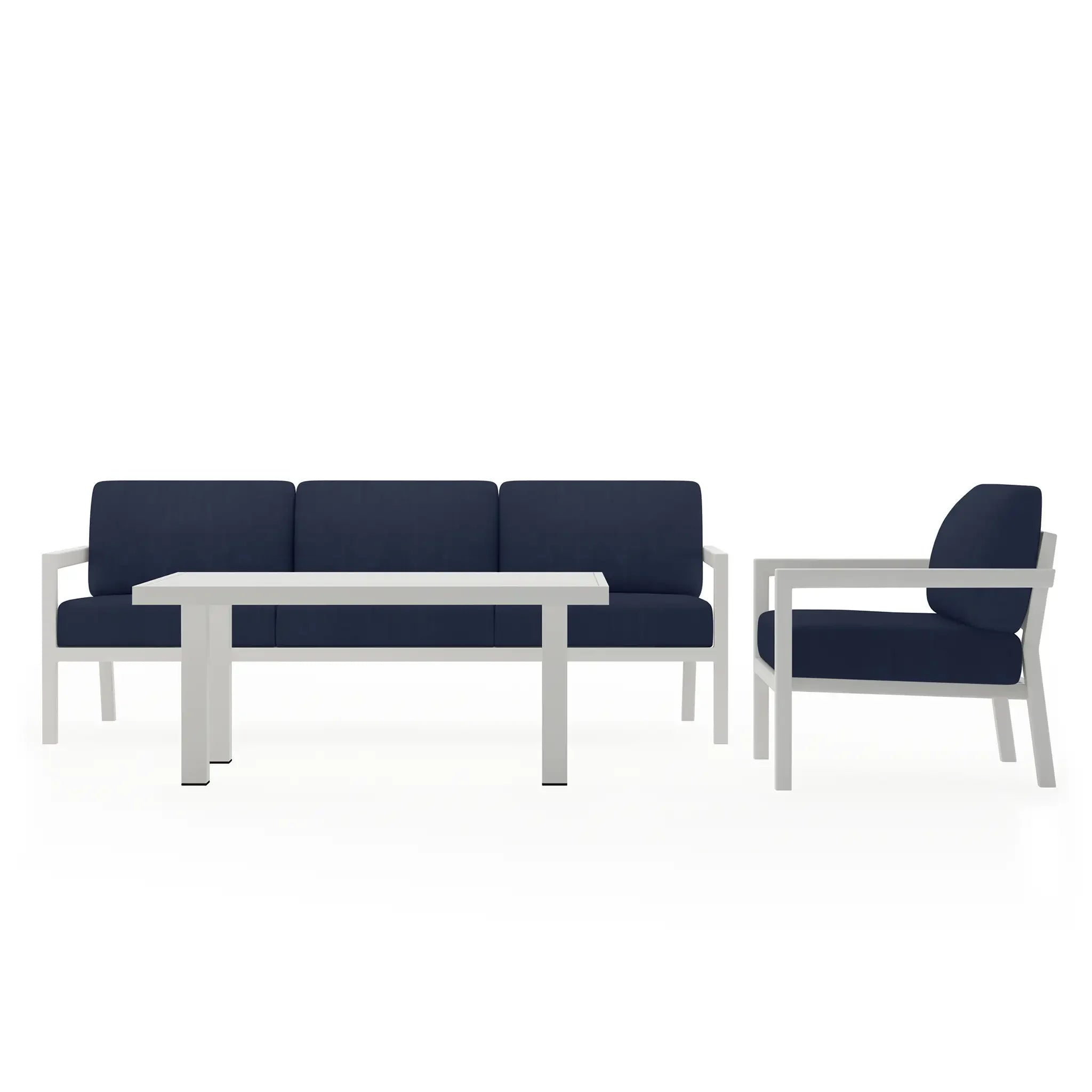 Pacifica Classic 3 Piece Sofa Set#Finish_White#Fabric_Spectrum Indigo