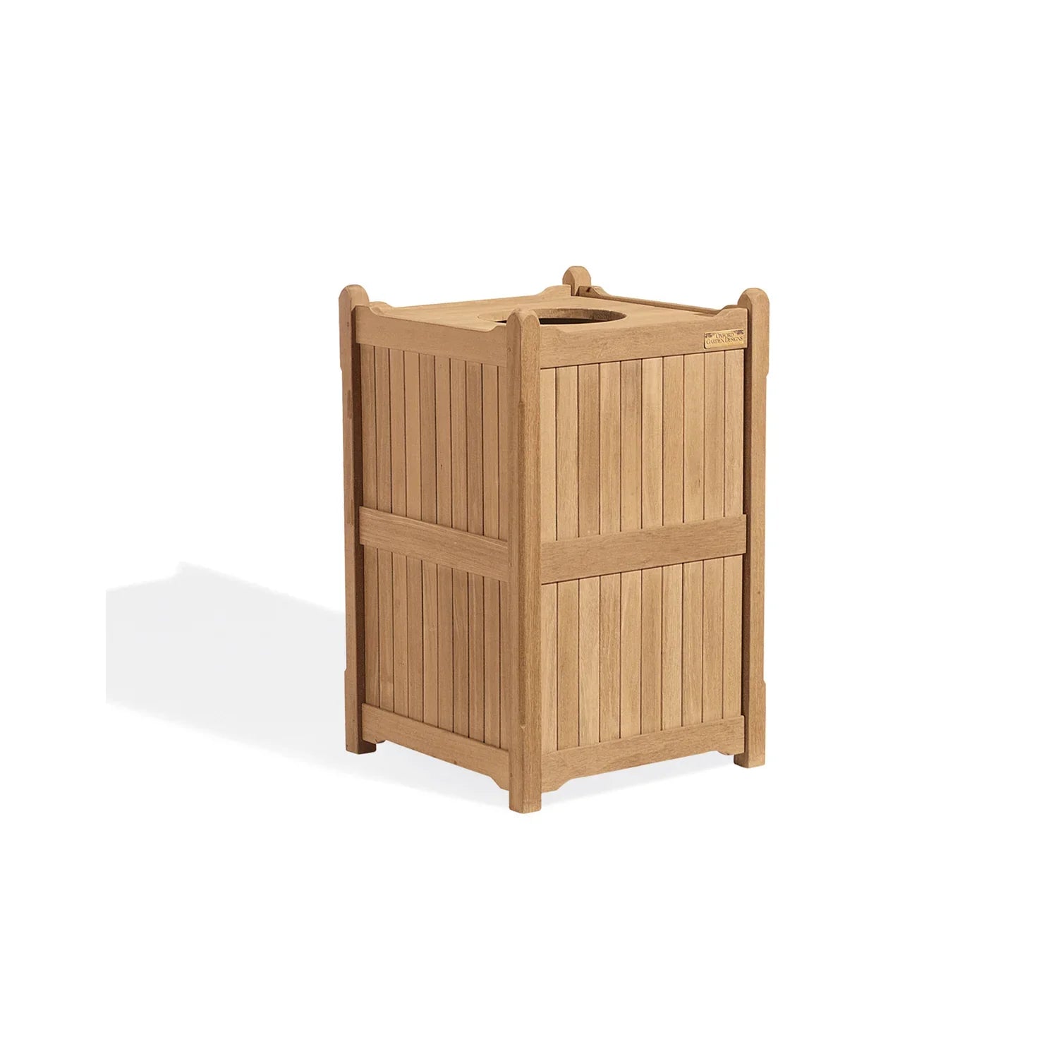 22" Teak Trash Receptacle (Includes Liner) by Oxford Garden