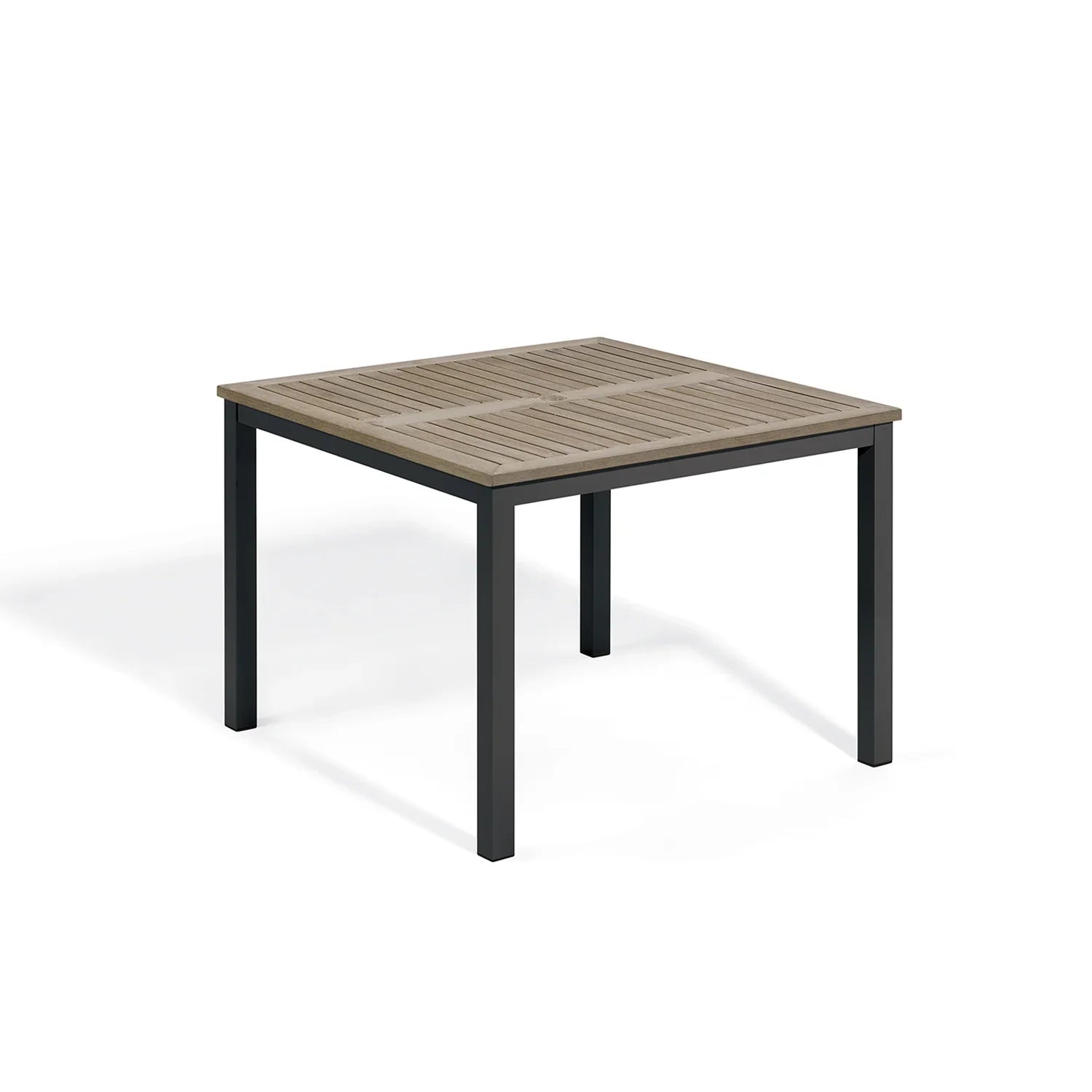Travira 39" Square Dining Table — Carbon frame, Vintage Tekwood top