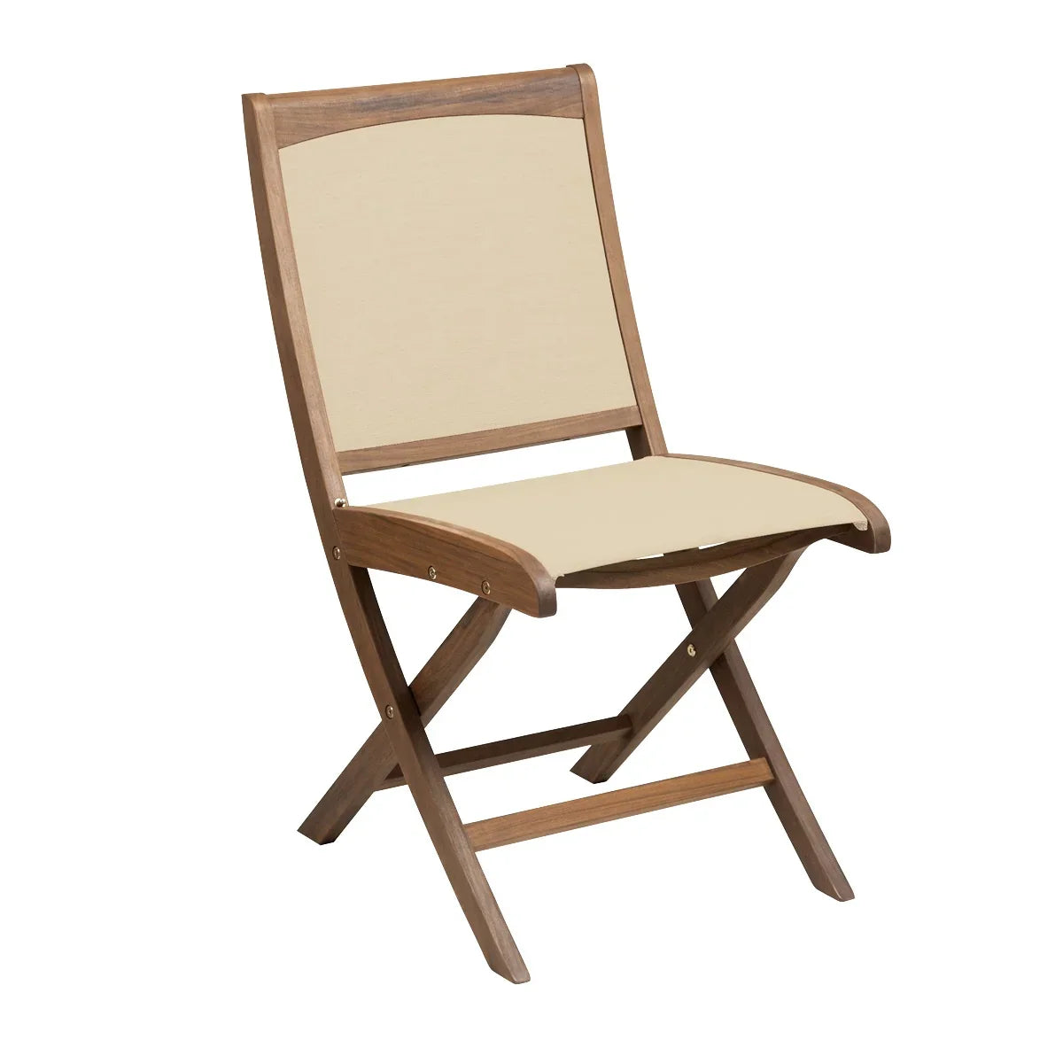 Topaz Folding Sling Dining Side Chair - Beige