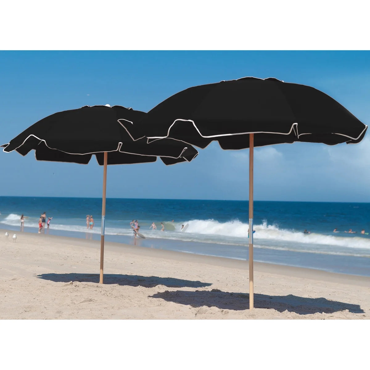 Avalon Wood 7.5' Manual Lift Octagon Beach Umbrella w/ Fiberglass Ribs 11