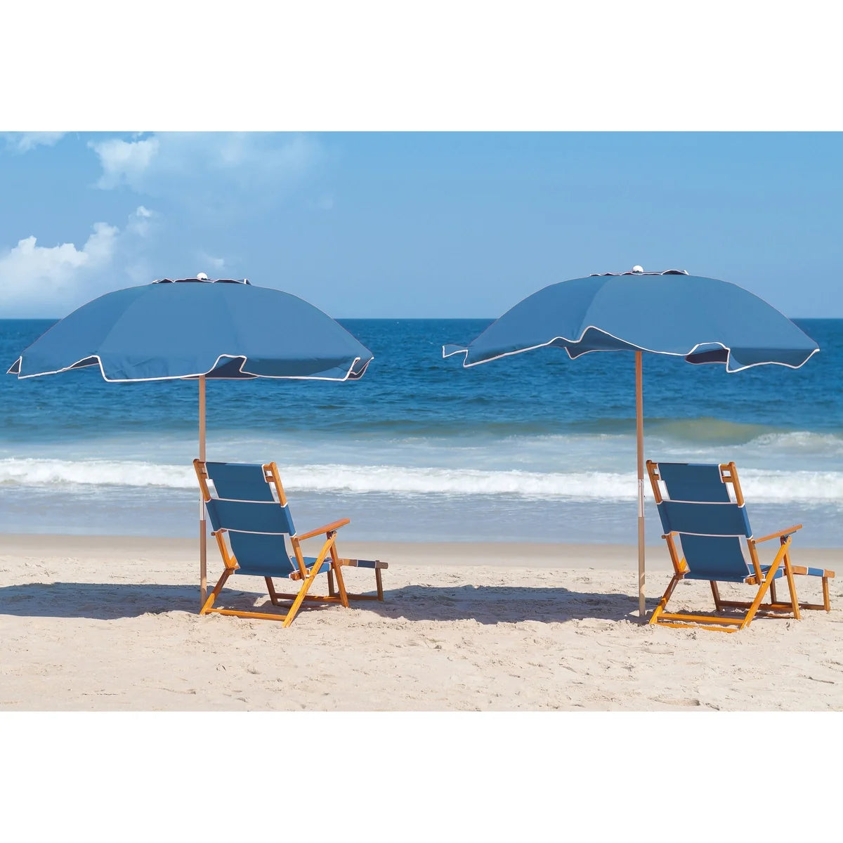 Avalon Wood 7.5' Manual Lift Octagon Beach Umbrella w/ Fiberglass Ribs 3