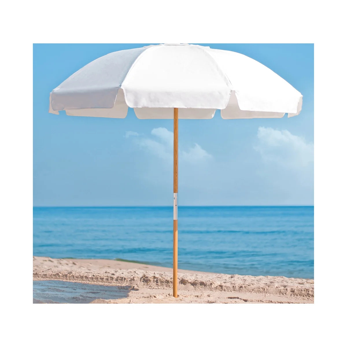 Avalon Wood 7.5' Manual Lift Octagon Beach Umbrella w/ Fiberglass Ribs 5