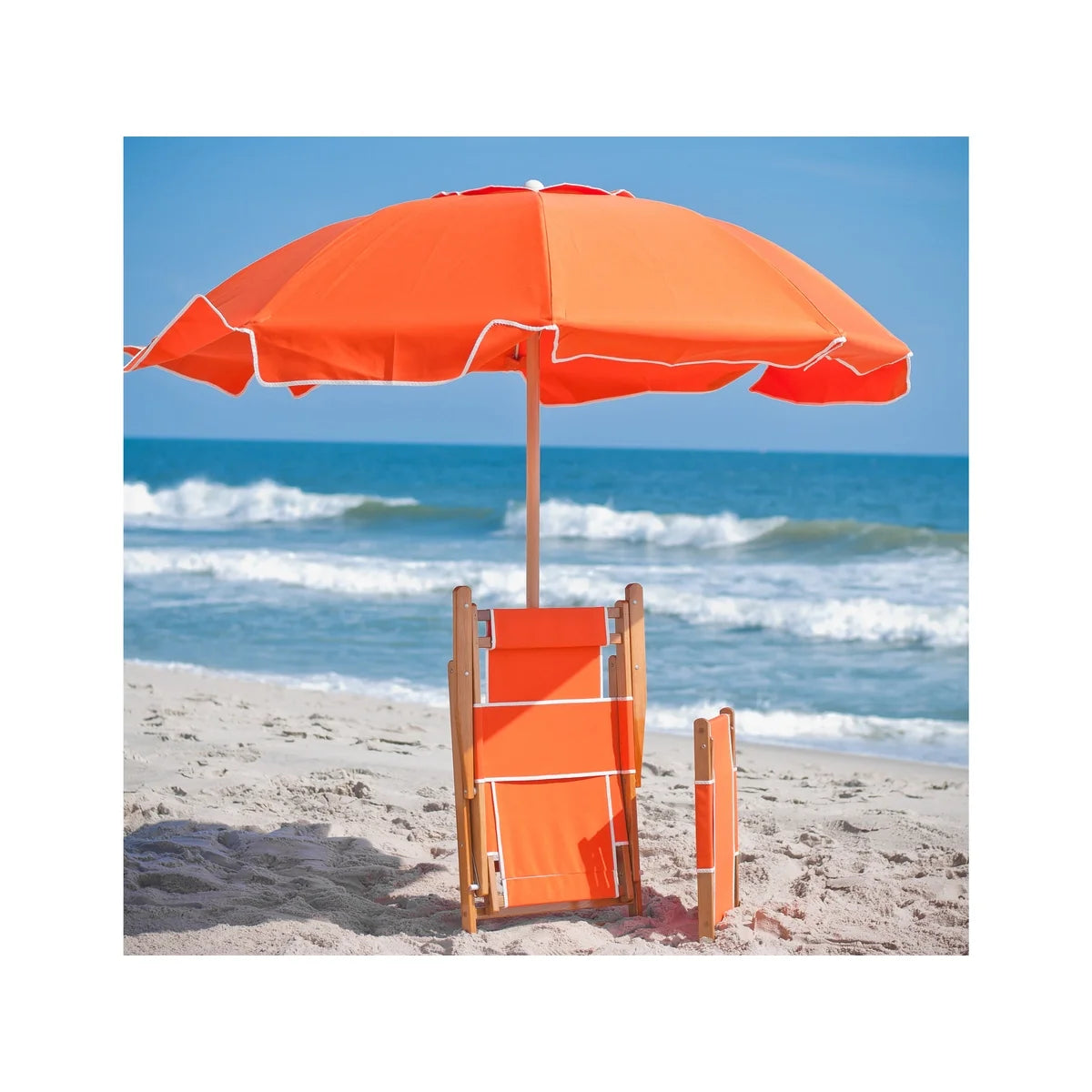 Avalon Wood 7.5' Manual Lift Octagon Beach Umbrella w/ Fiberglass Ribs 8