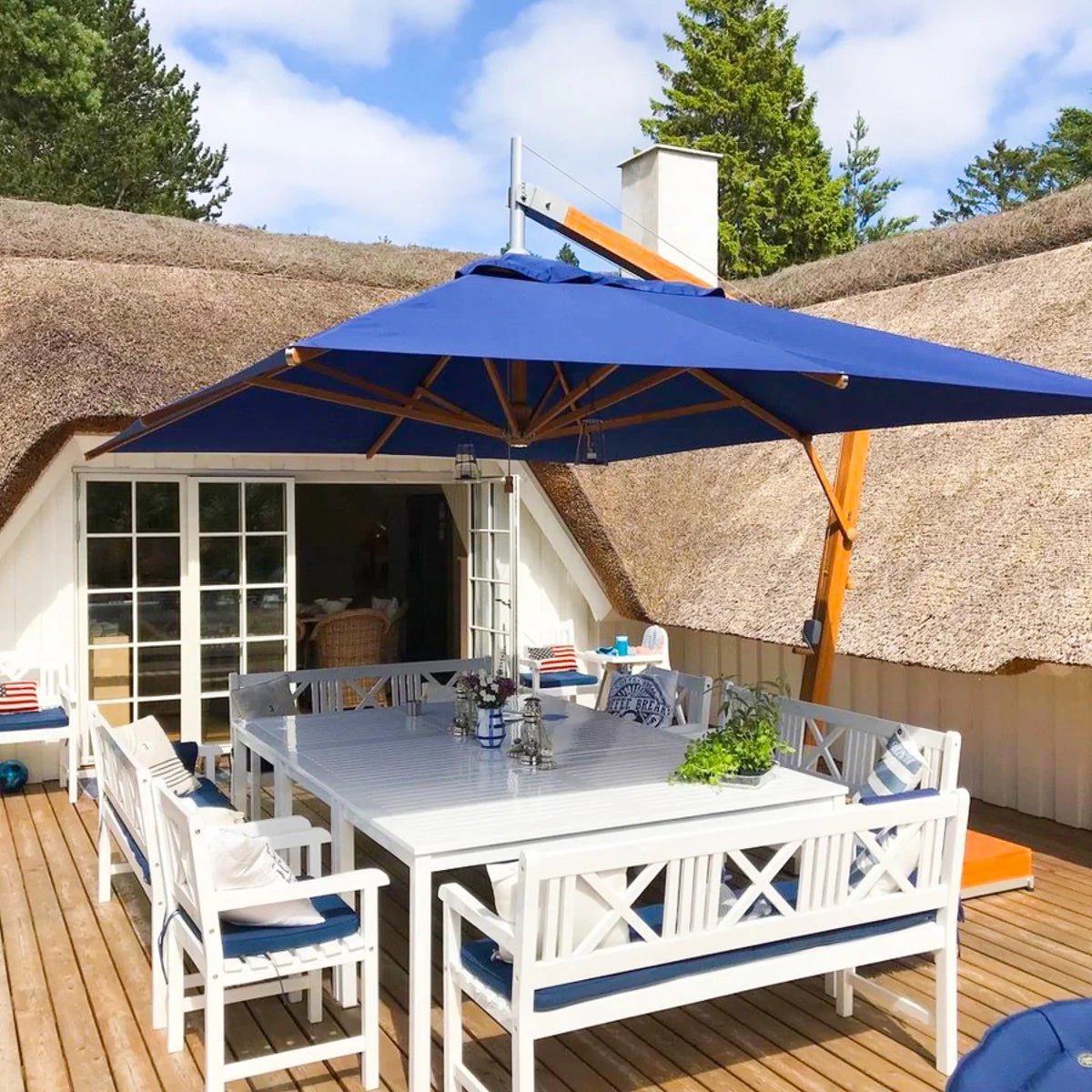 Levante 10' x 13' Rectangular Bamboo Cantilever Umbrella 11