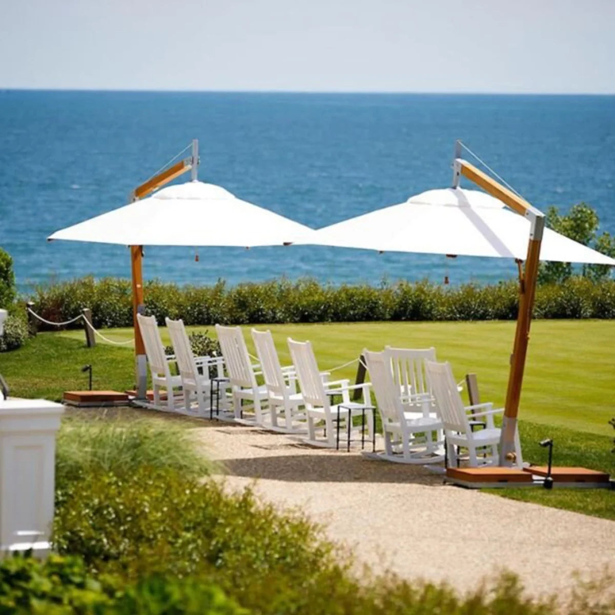 Levante 11.5' Round Bamboo Cantilever Umbrella 16