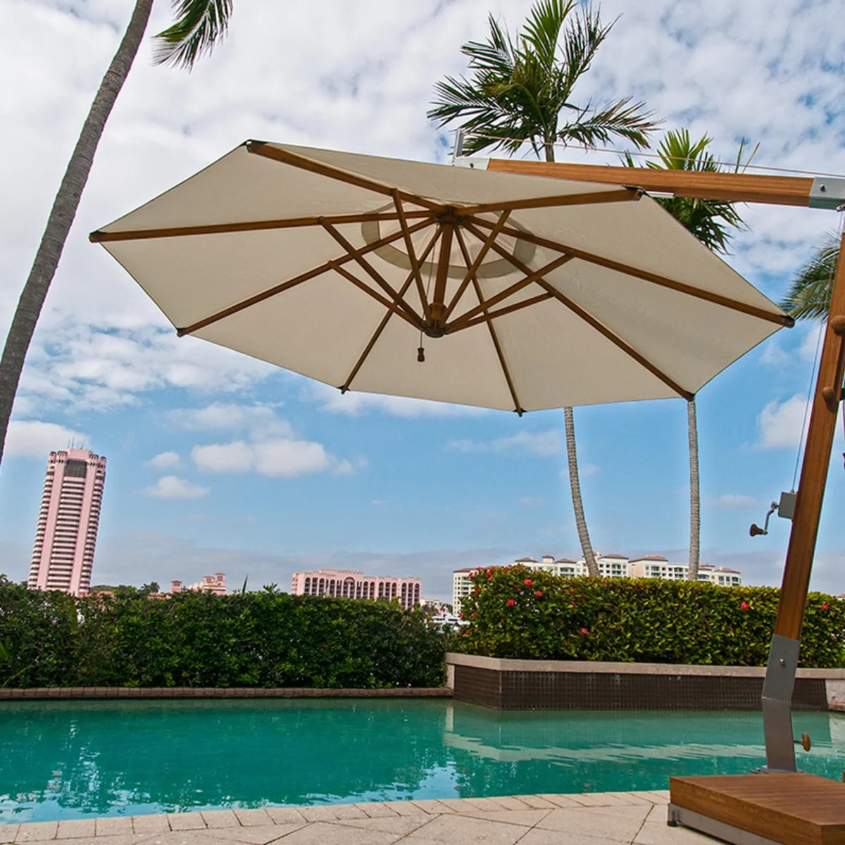 Levante 11.5' Round Bamboo Cantilever Umbrella 17