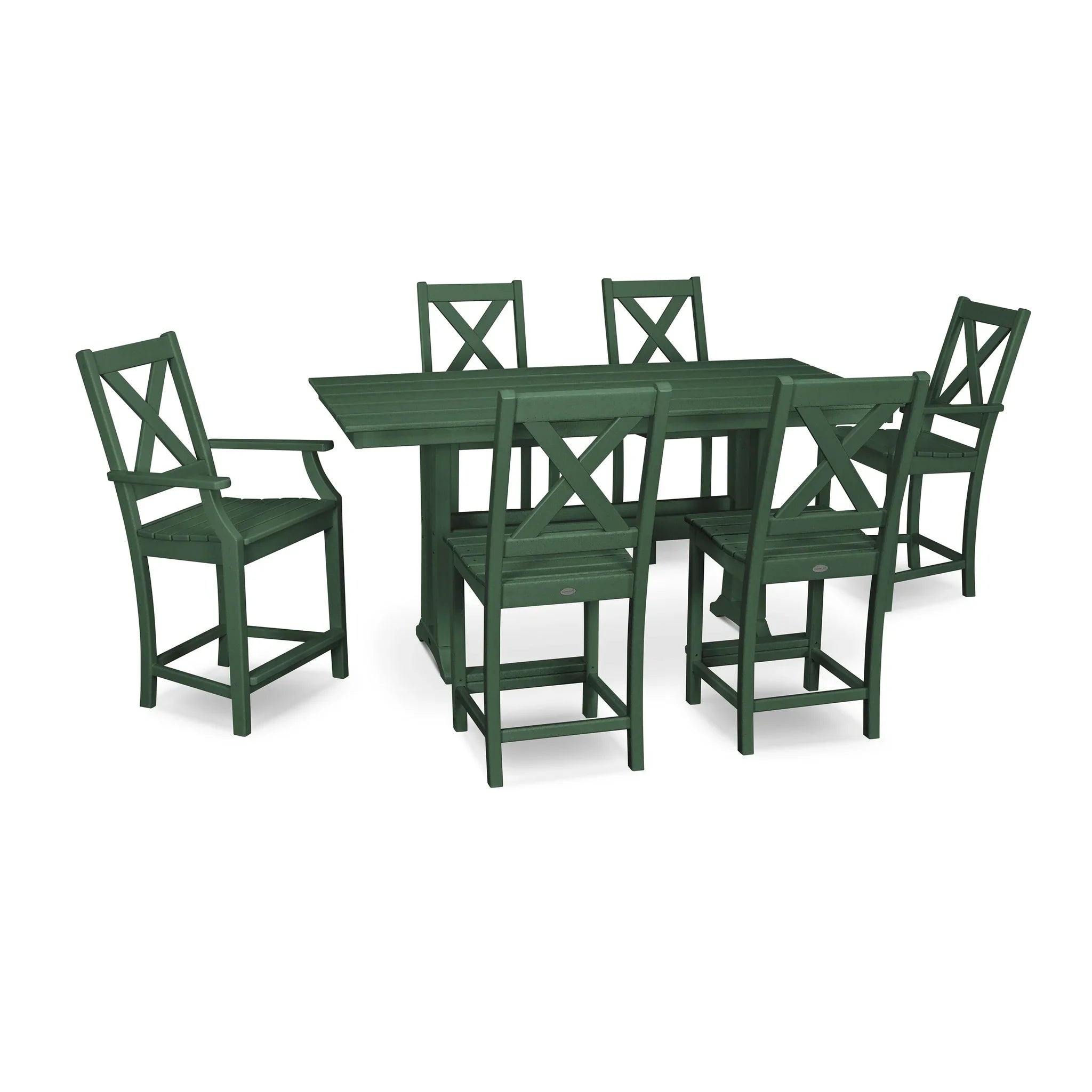 Braxton 7-Piece Farmhouse Trestle Counter Set 2