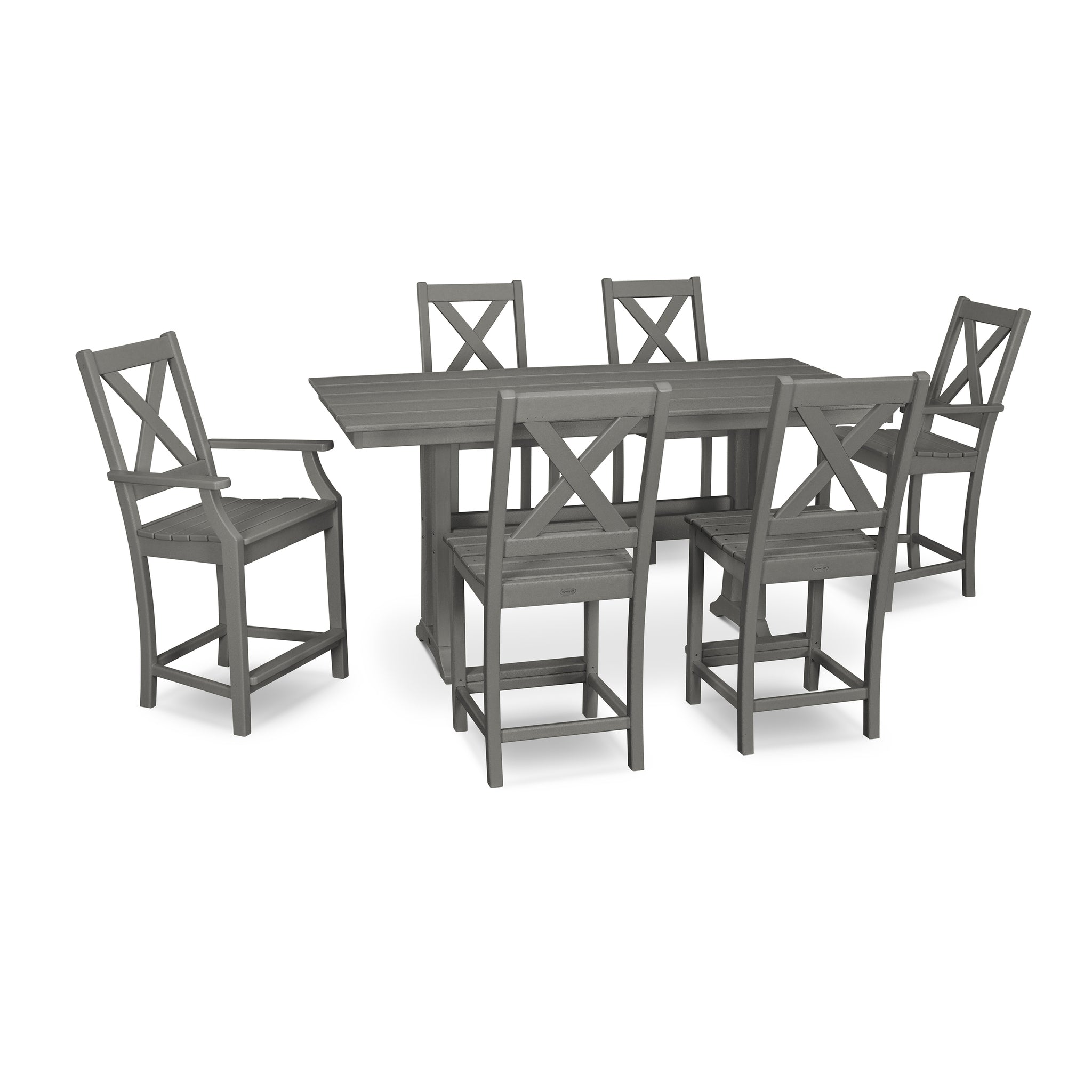 Braxton 7-Piece Farmhouse Trestle Counter Set 1