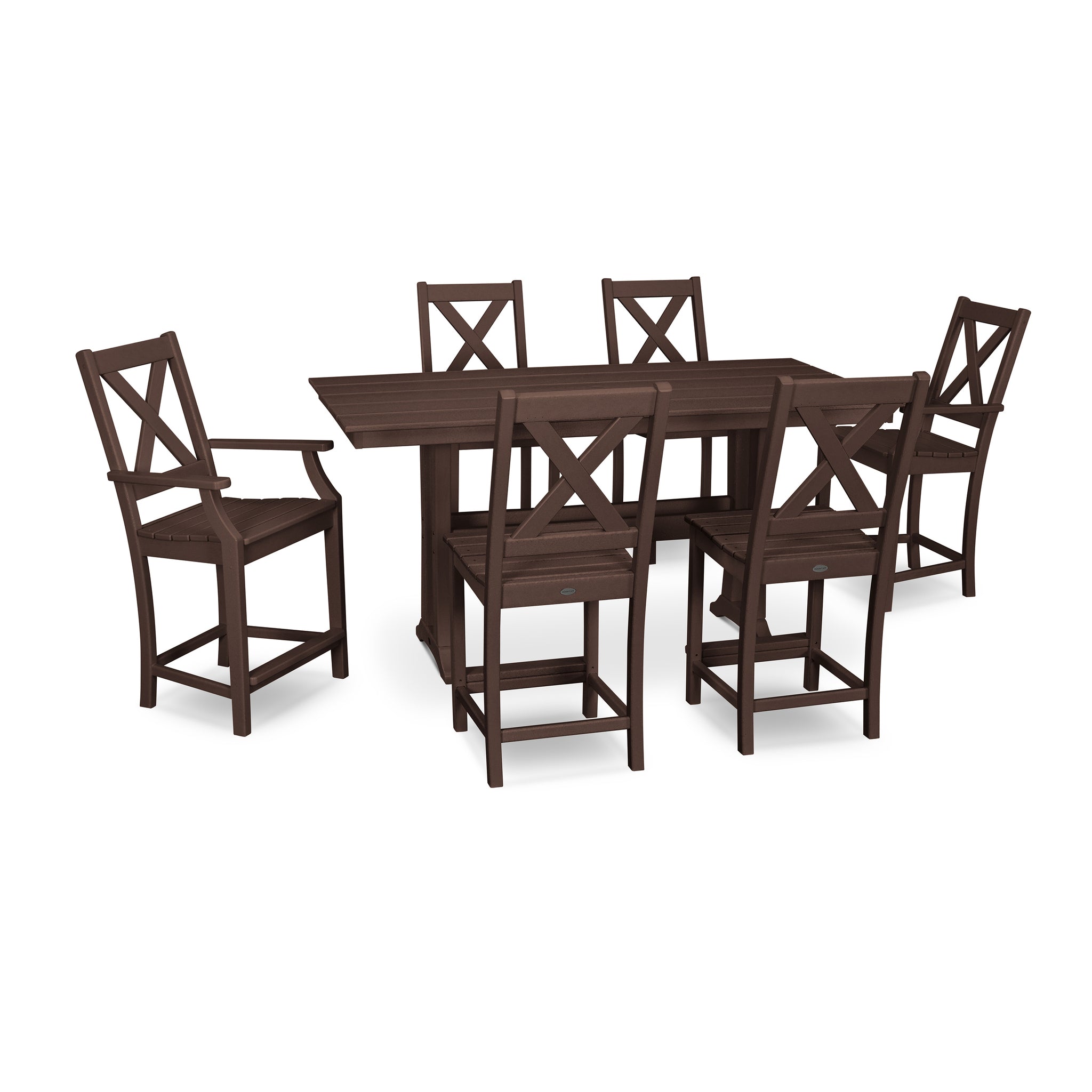 Braxton 7-Piece Farmhouse Trestle Counter Set 3