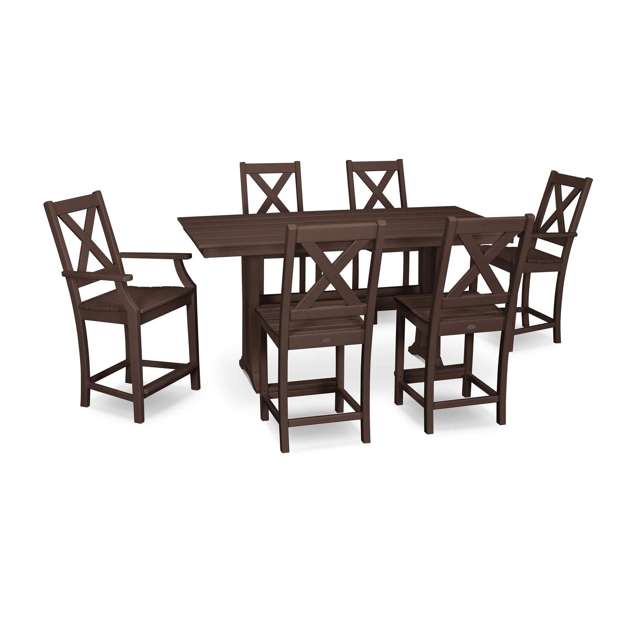Braxton 7-Piece Farmhouse Trestle Counter Set 3