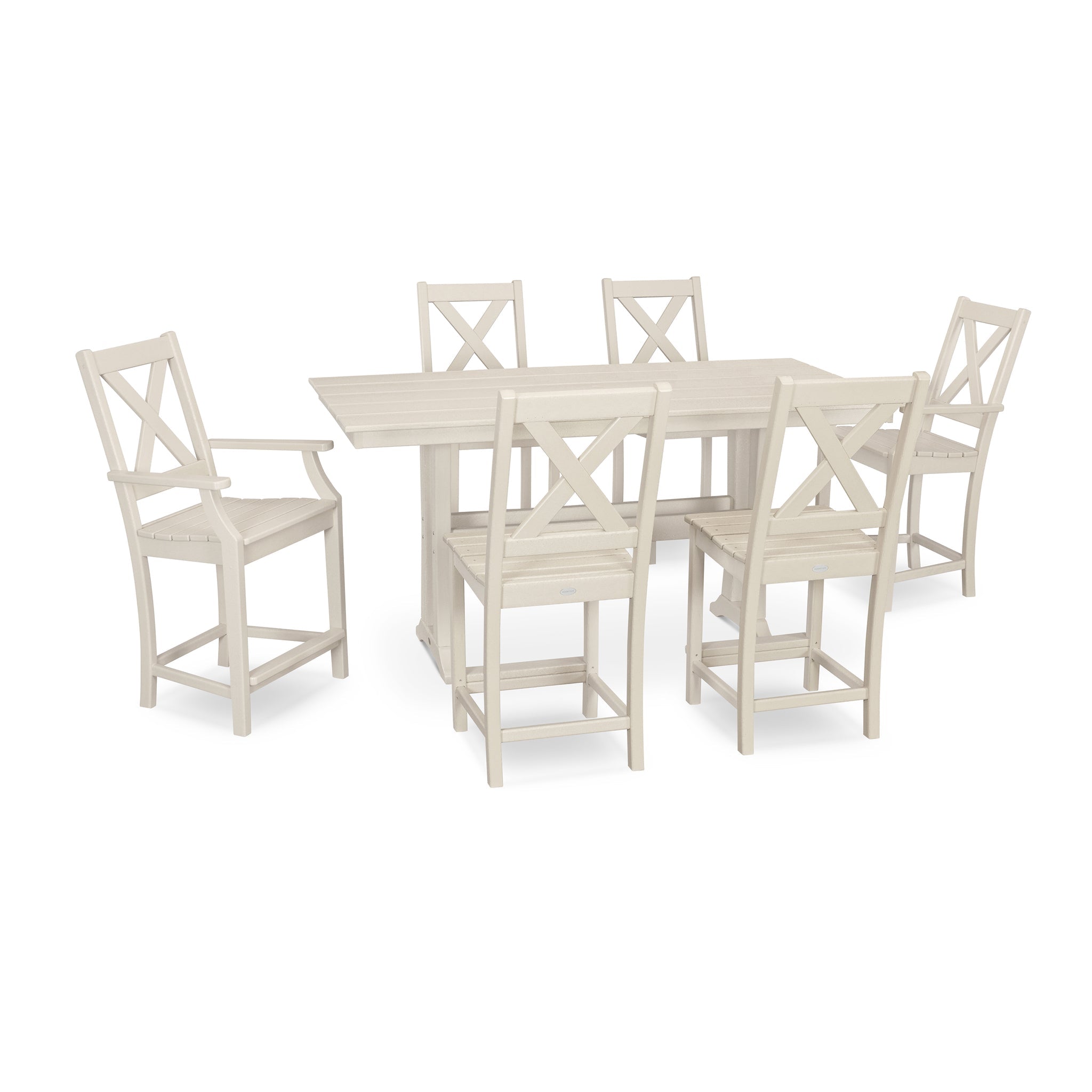 Braxton 7-Piece Farmhouse Trestle Counter Set 5