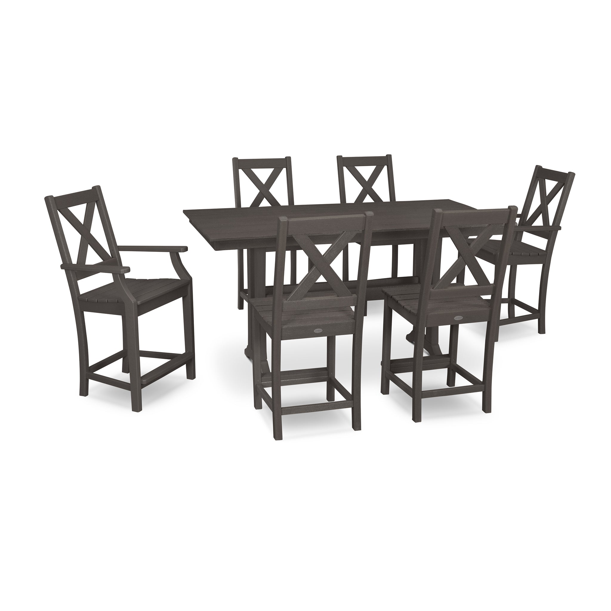 Braxton 7-Piece Farmhouse Trestle Counter Set 7