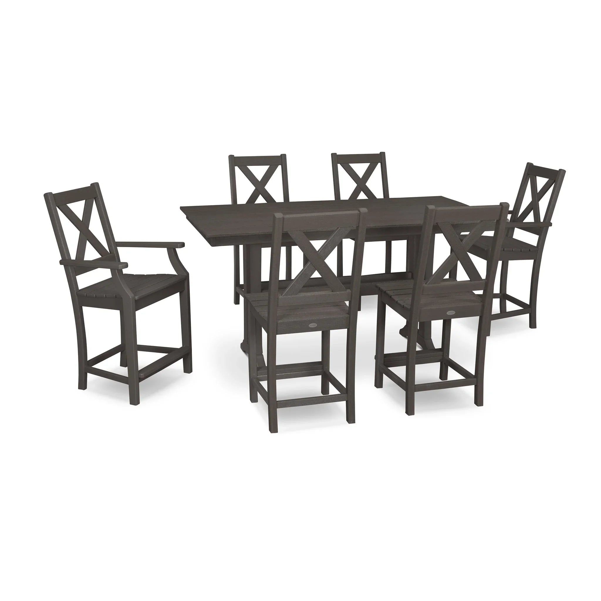 Braxton 7-Piece Farmhouse Trestle Counter Set 7