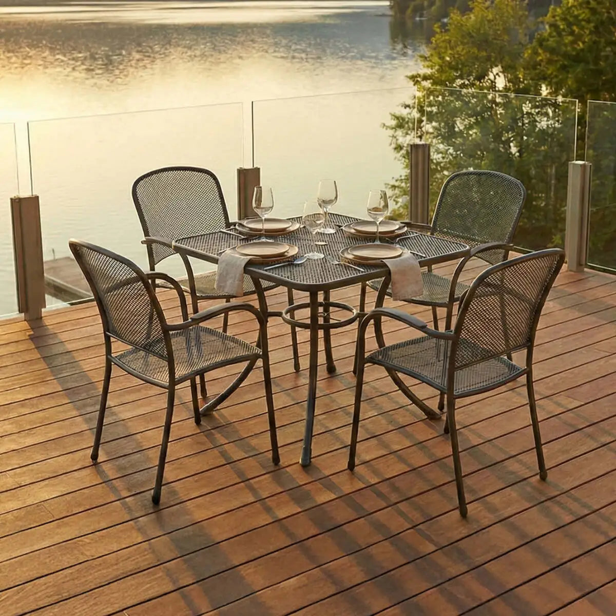 Carlo Wrought Iron Stackable Arm Chair