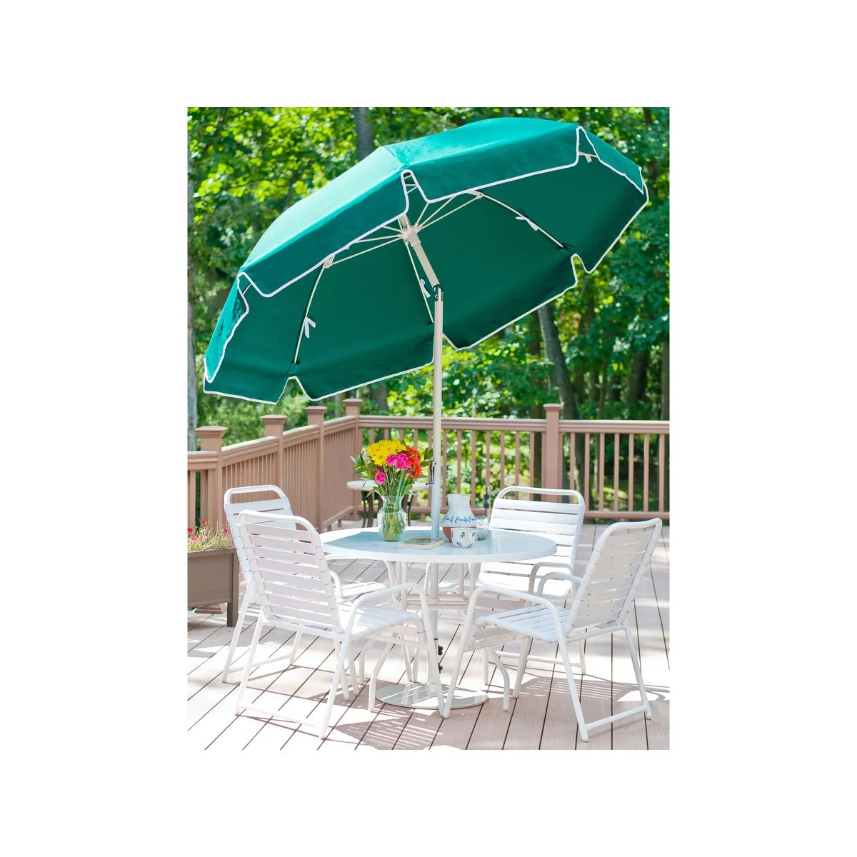 Catalina Aluminum 7.5' Crank Lift Button Tilt Patio Umbrella w/ Fiberglass Ribs 2
