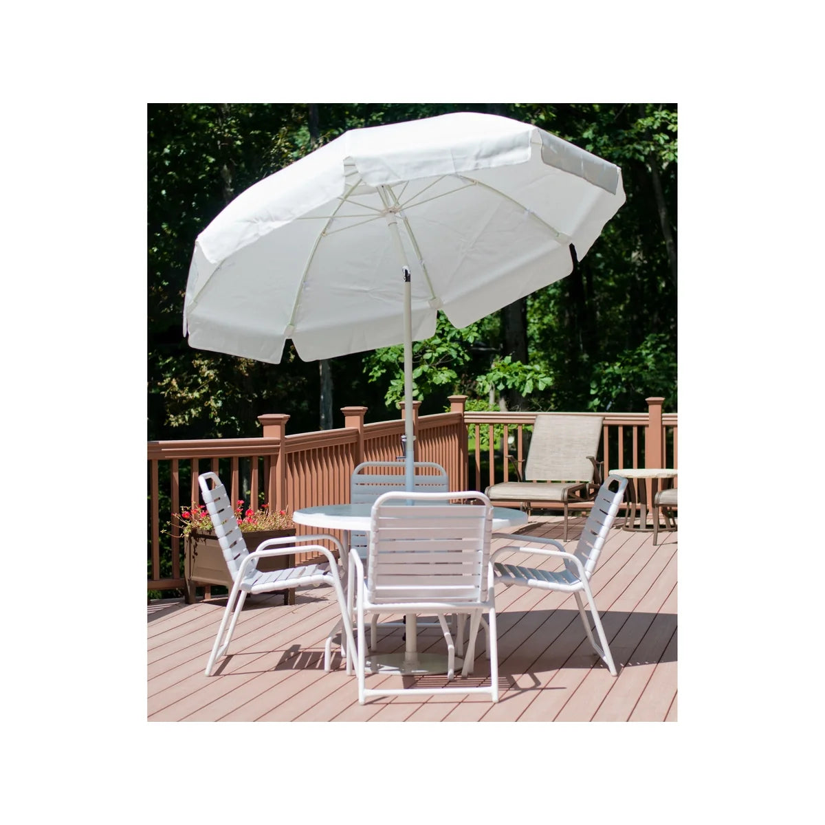 Catalina Aluminum 7.5' Crank Lift Button Tilt Patio Umbrella w/ Fiberglass Ribs 6